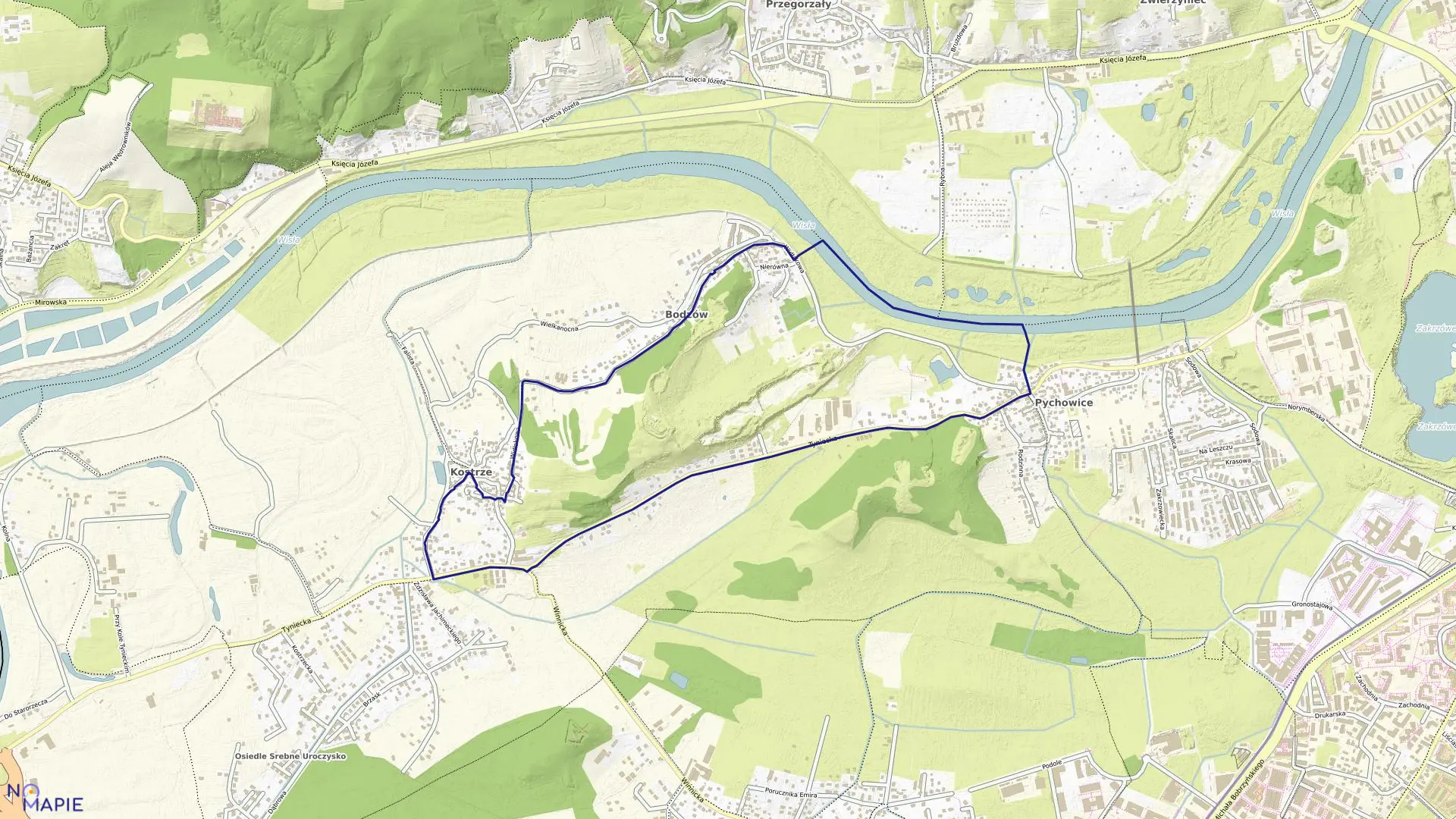 Mapa obrębu P-5 w mieście Kraków