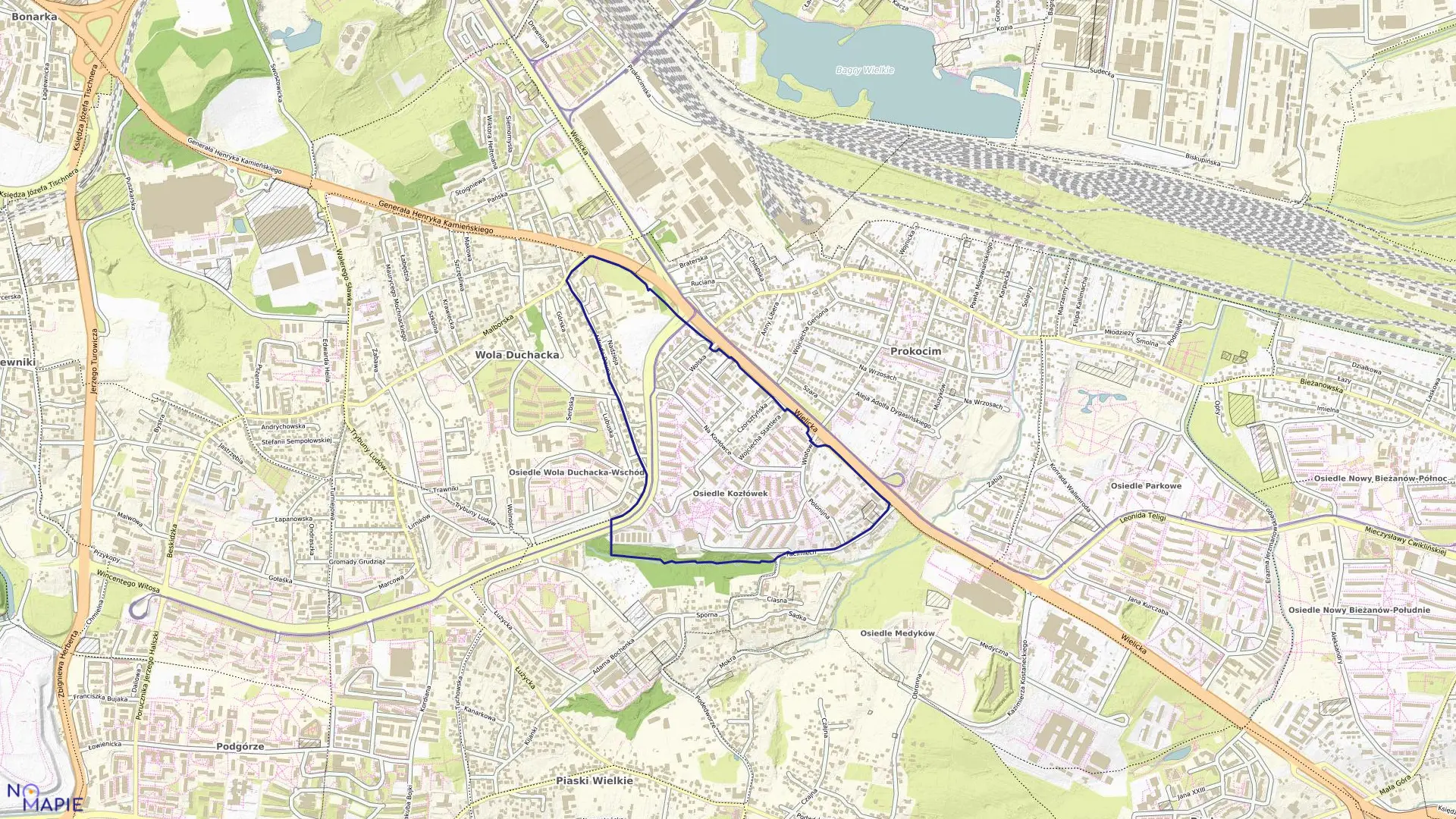 Mapa obrębu P-50 w mieście Kraków