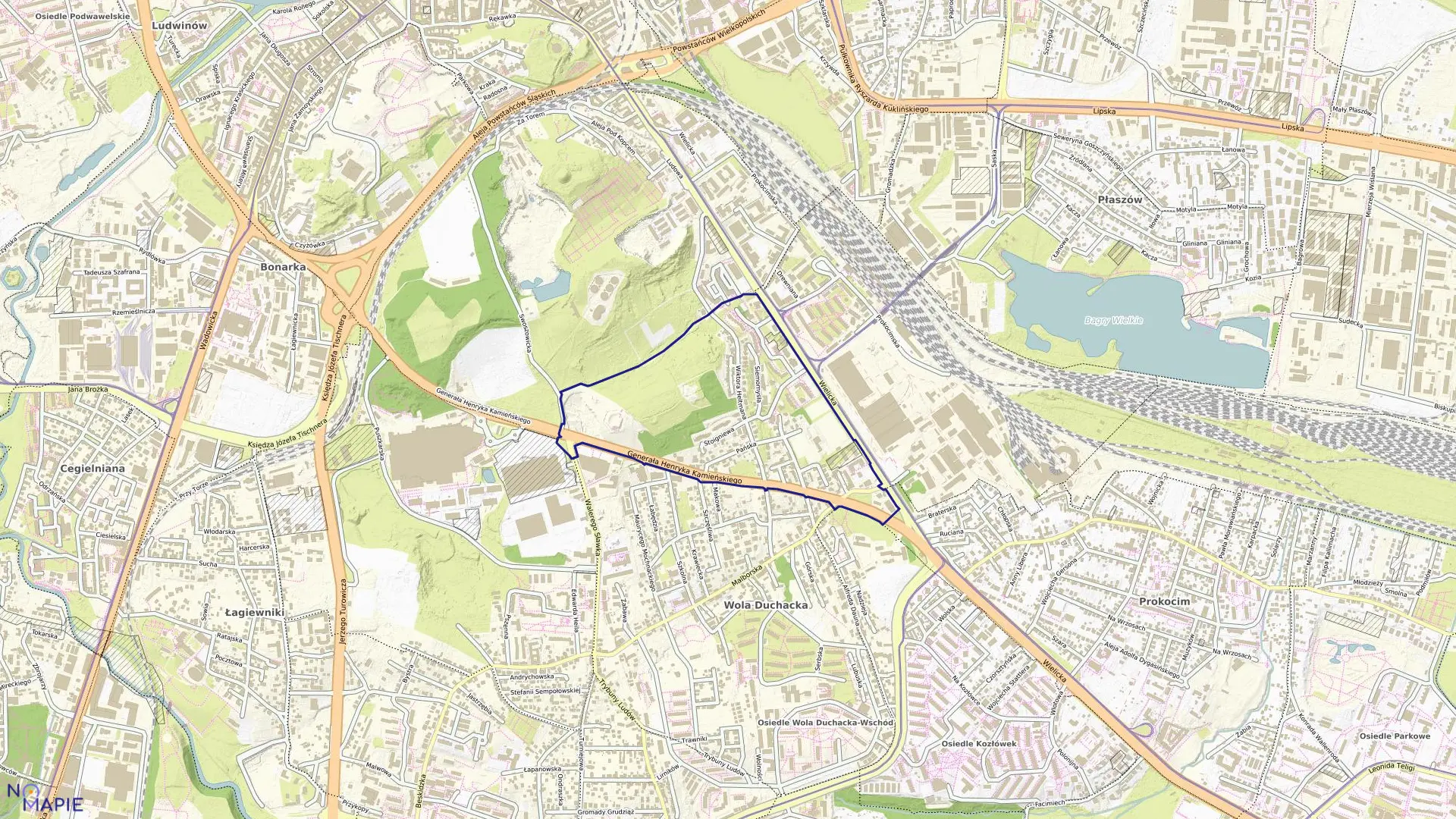 Mapa obrębu P-51 w mieście Kraków