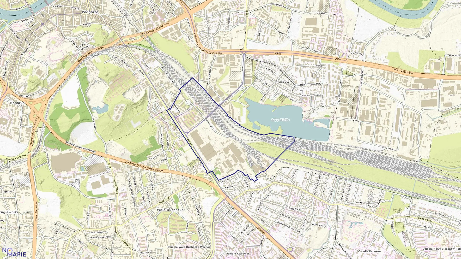 Mapa obrębu P-52 w mieście Kraków