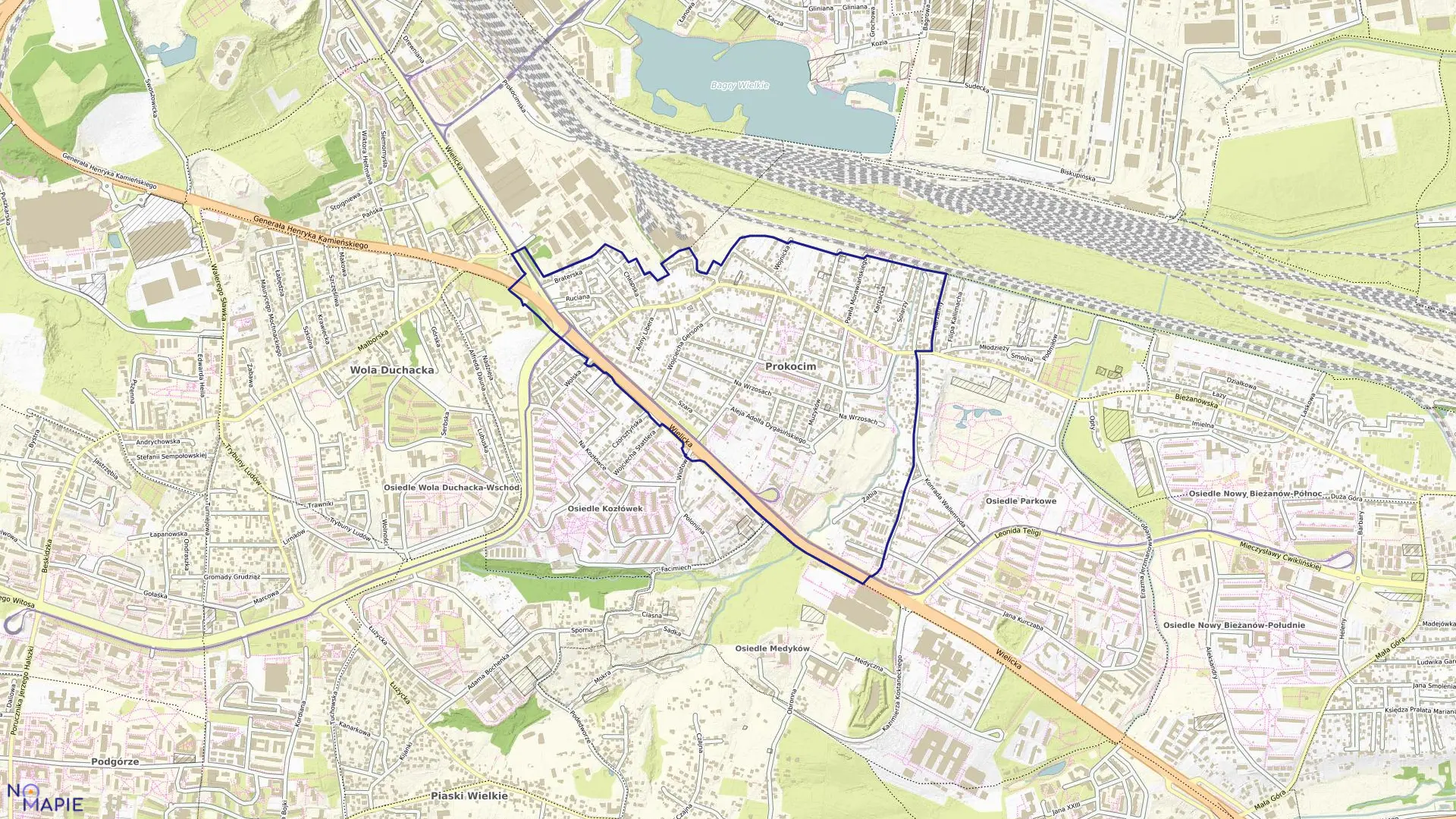 Mapa obrębu P-53 w mieście Kraków