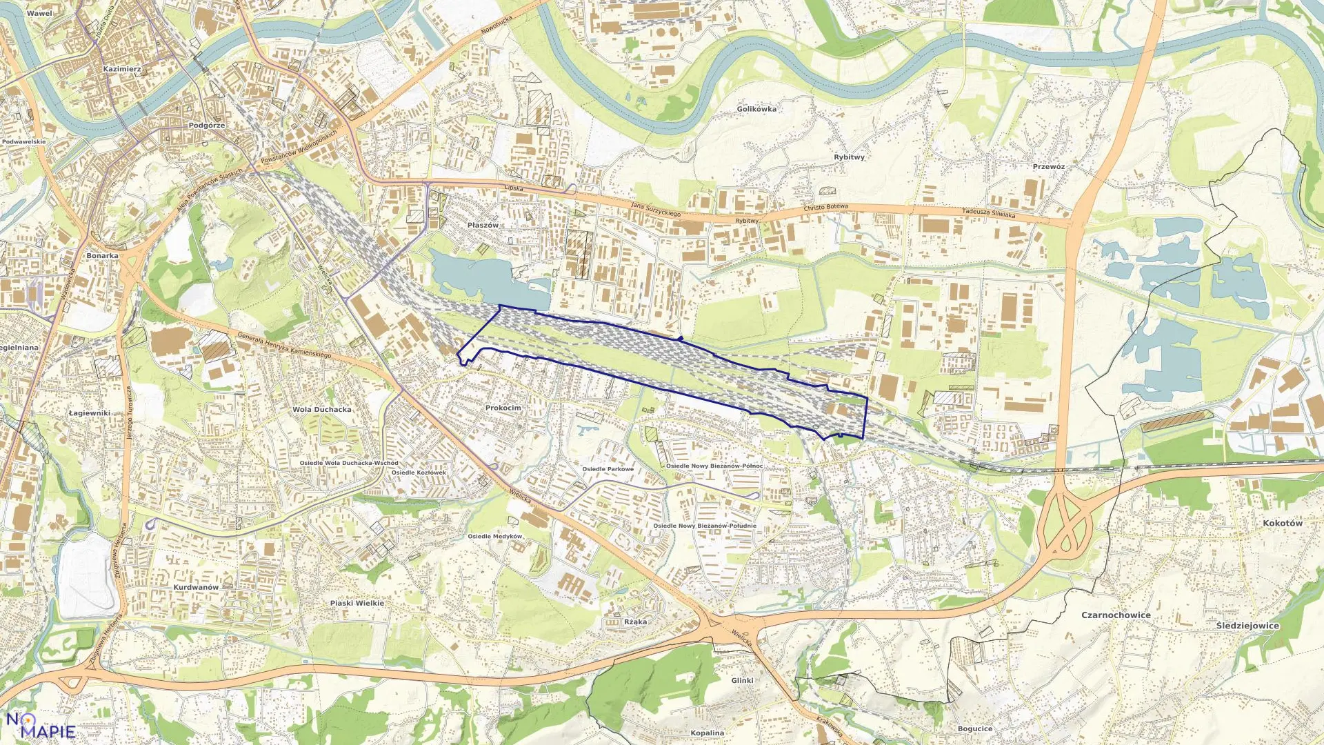 Mapa obrębu P-54 w mieście Kraków