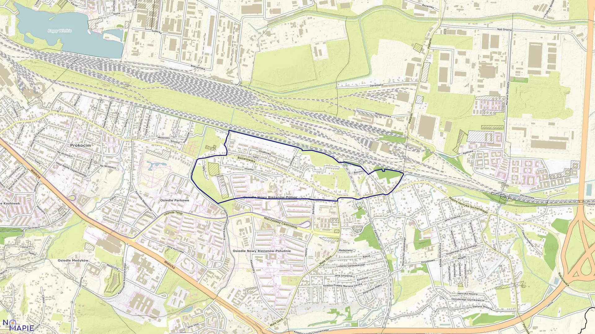 Mapa obrębu P-56 w mieście Kraków