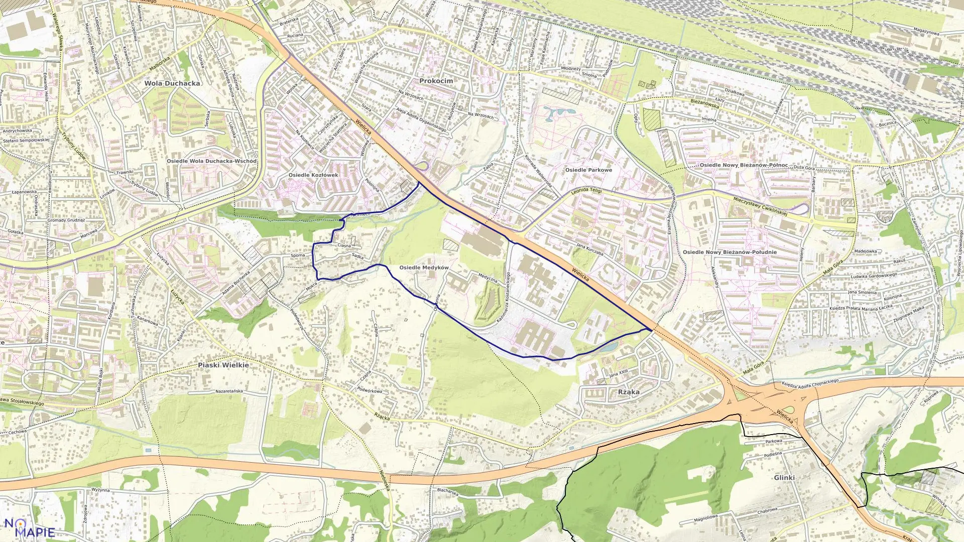 Mapa obrębu P-59 w mieście Kraków