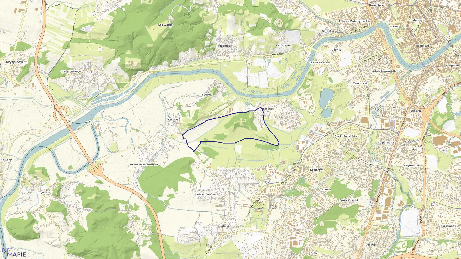 Mapa obrębu P-6 w mieście Kraków