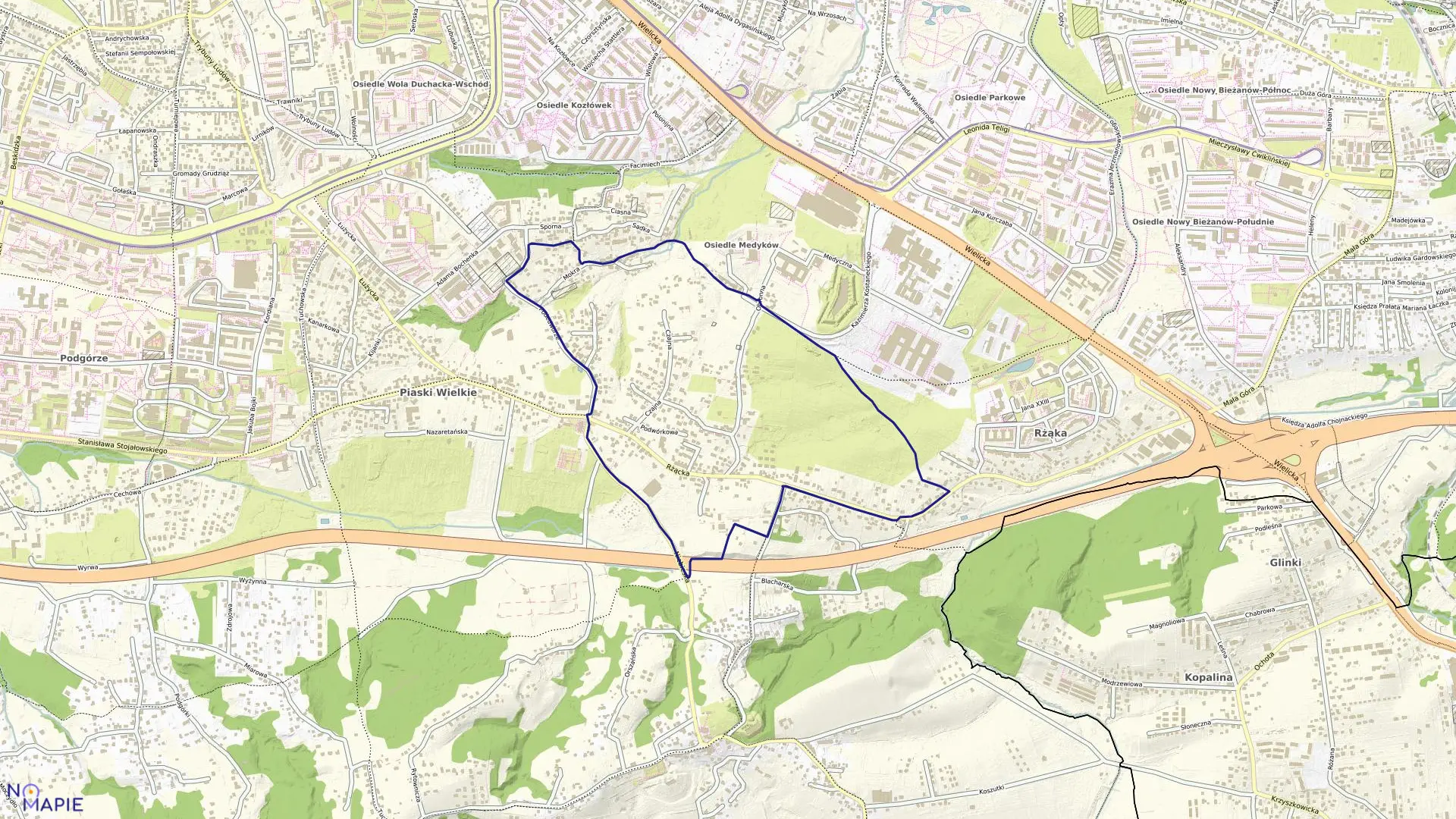 Mapa obrębu P-60 w mieście Kraków