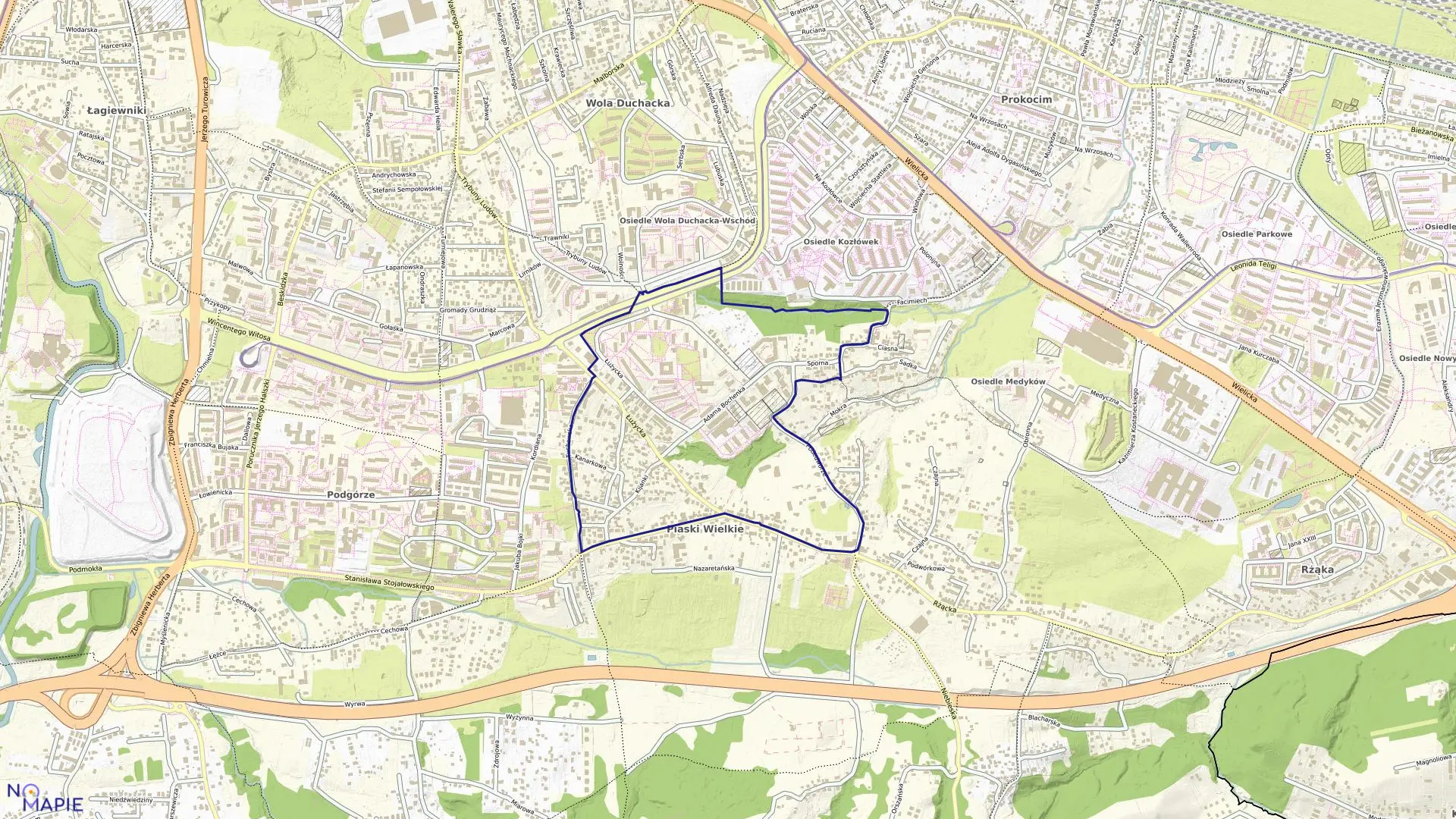 Mapa obrębu P-61 w mieście Kraków