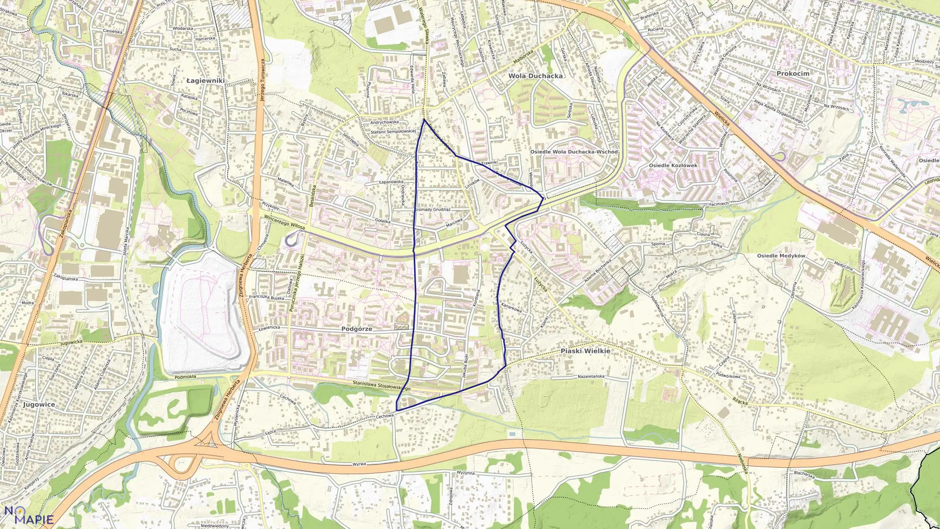 Mapa obrębu P-63 w mieście Kraków