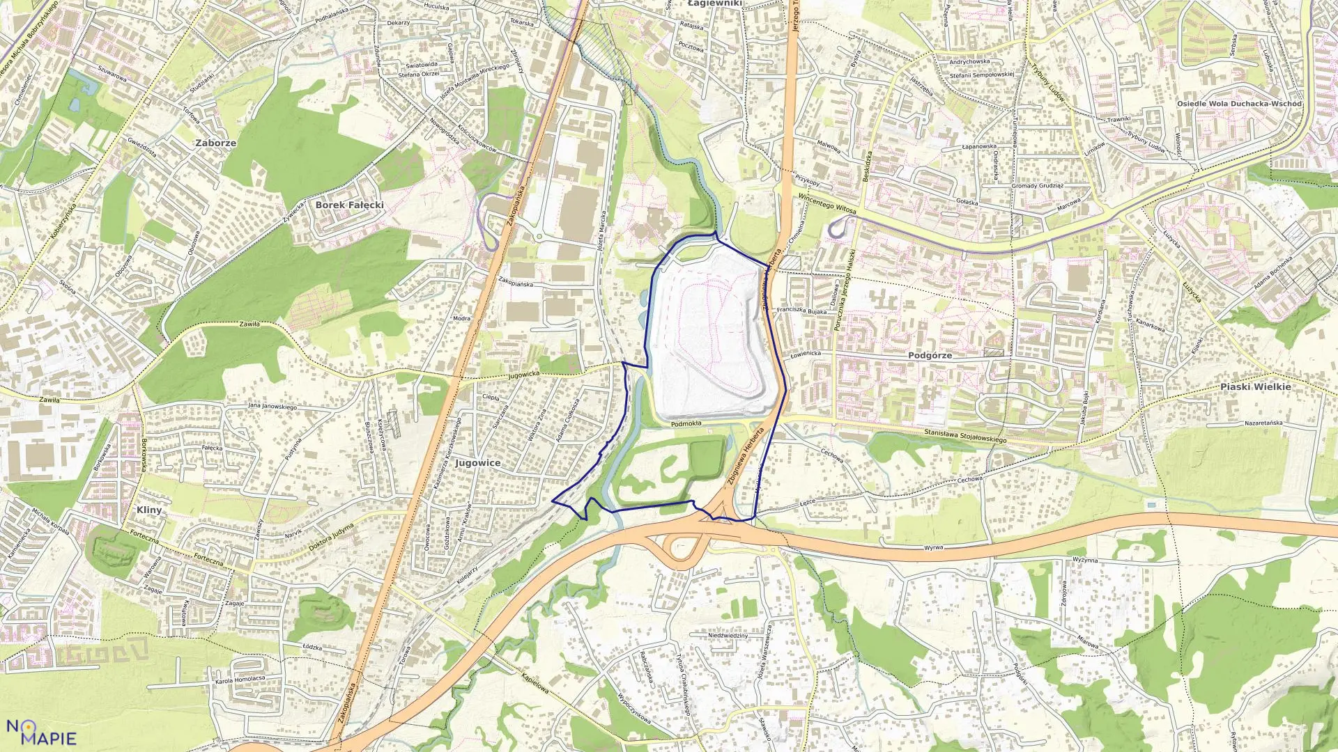 Mapa obrębu P-66 w mieście Kraków