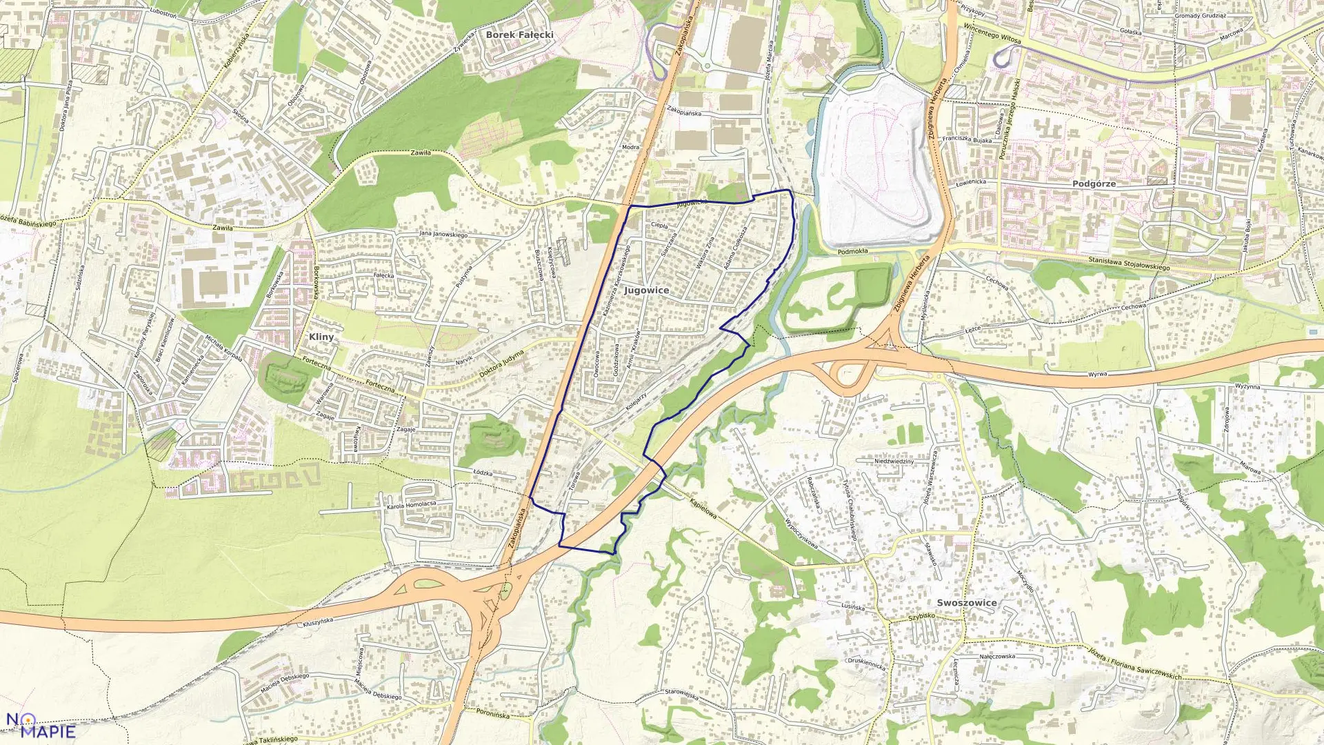 Mapa obrębu P-67 w mieście Kraków