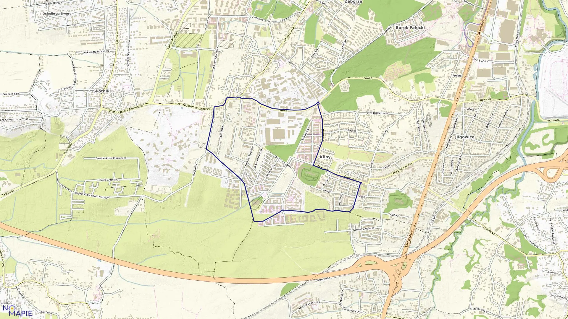 Mapa obrębu P-69 w mieście Kraków