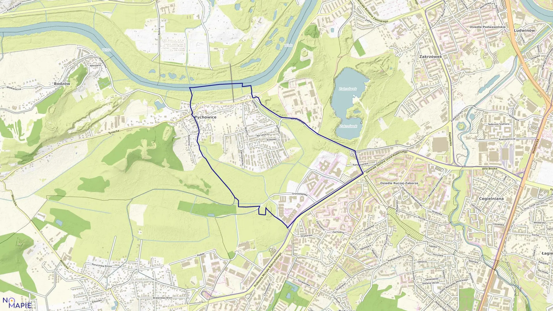 Mapa obrębu P-7 w mieście Kraków