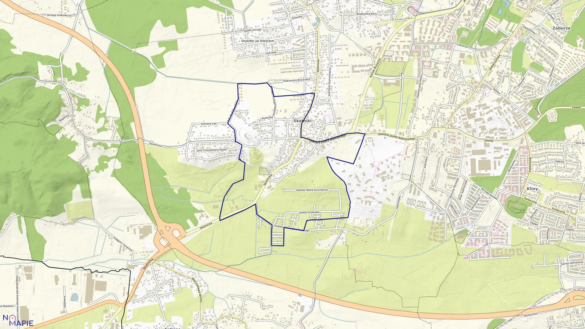 Mapa obrębu P-71 w mieście Kraków