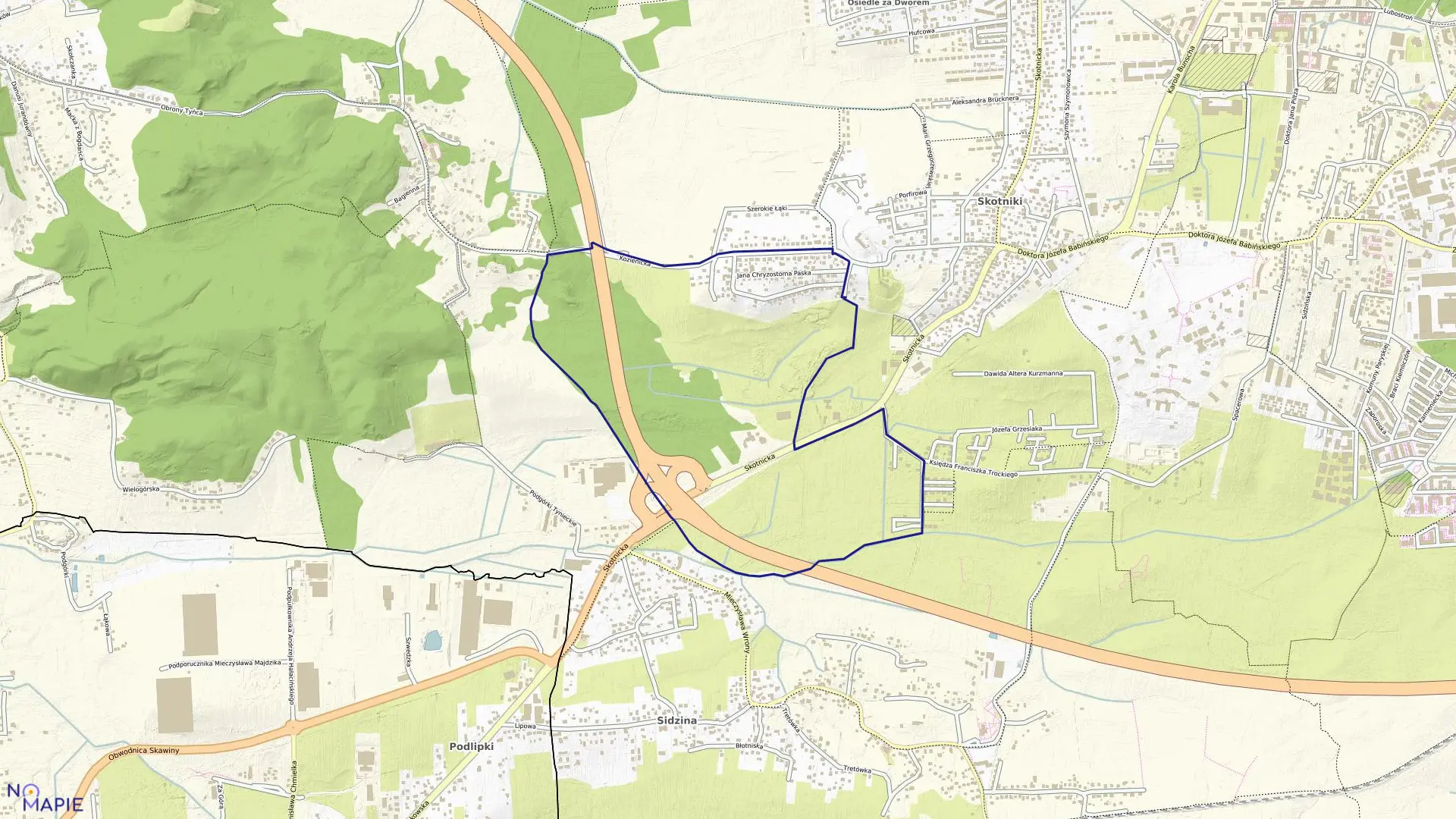 Mapa obrębu P-72 w mieście Kraków