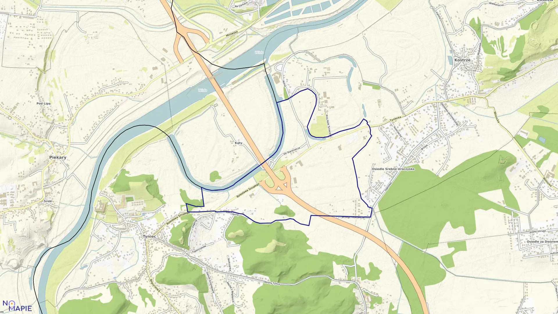 Mapa obrębu P-74 w mieście Kraków