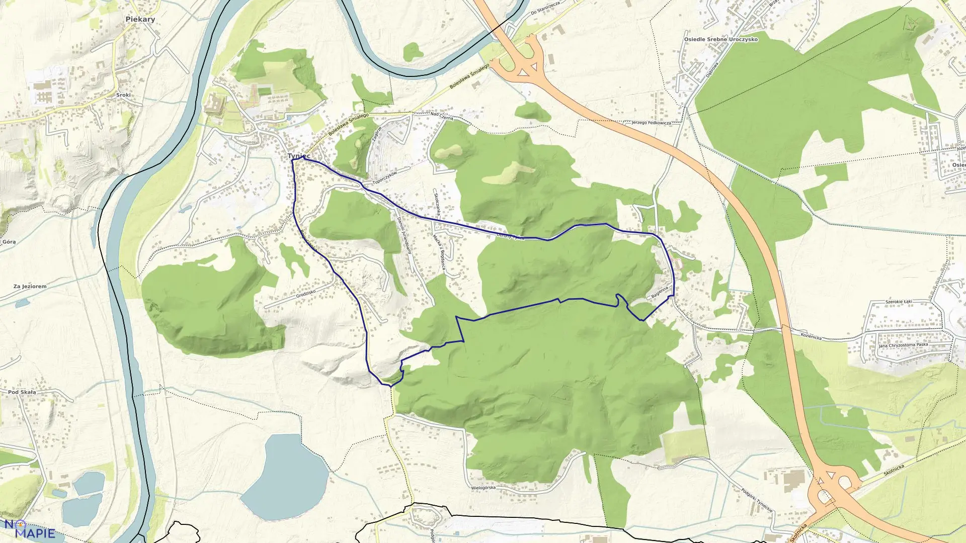 Mapa obrębu P-76 w mieście Kraków