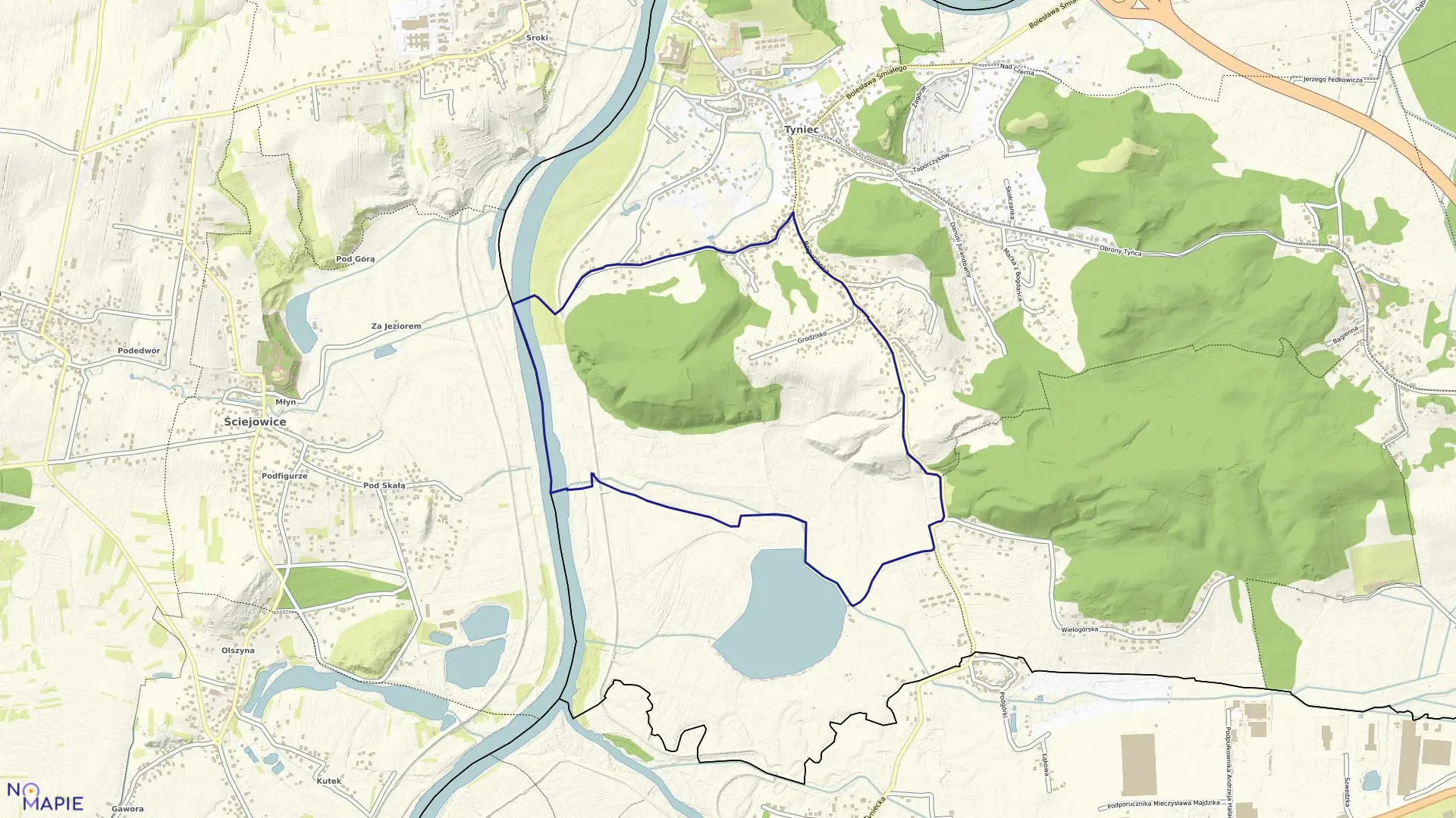 Mapa obrębu P-77 w mieście Kraków