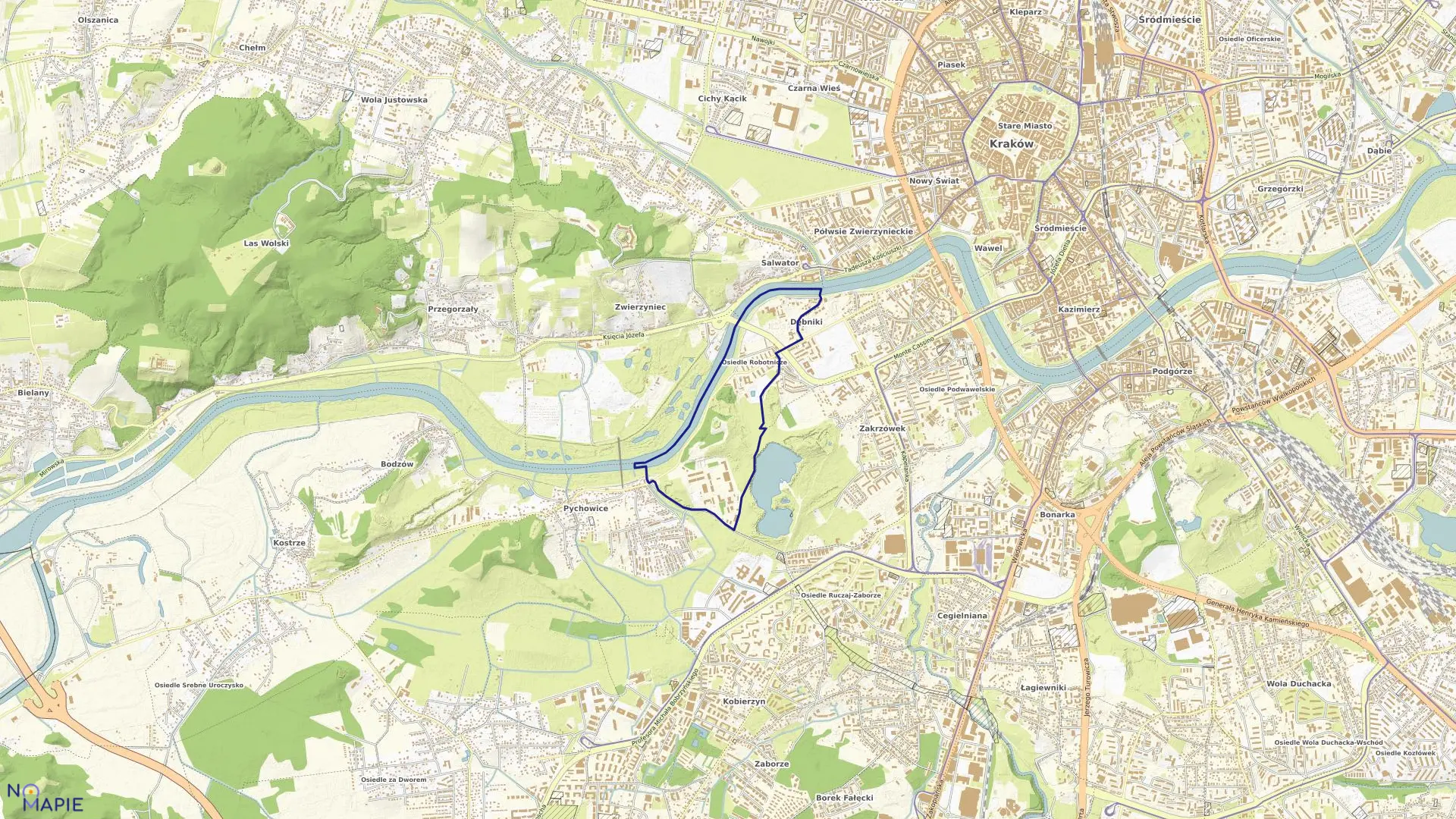 Mapa obrębu P-8 w mieście Kraków