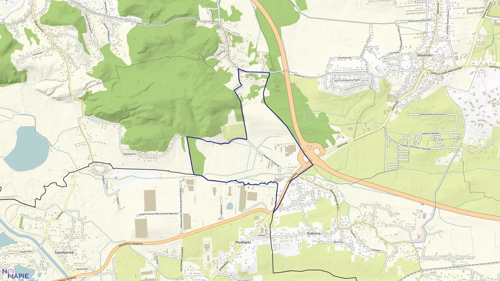 Mapa obrębu P-80 w mieście Kraków