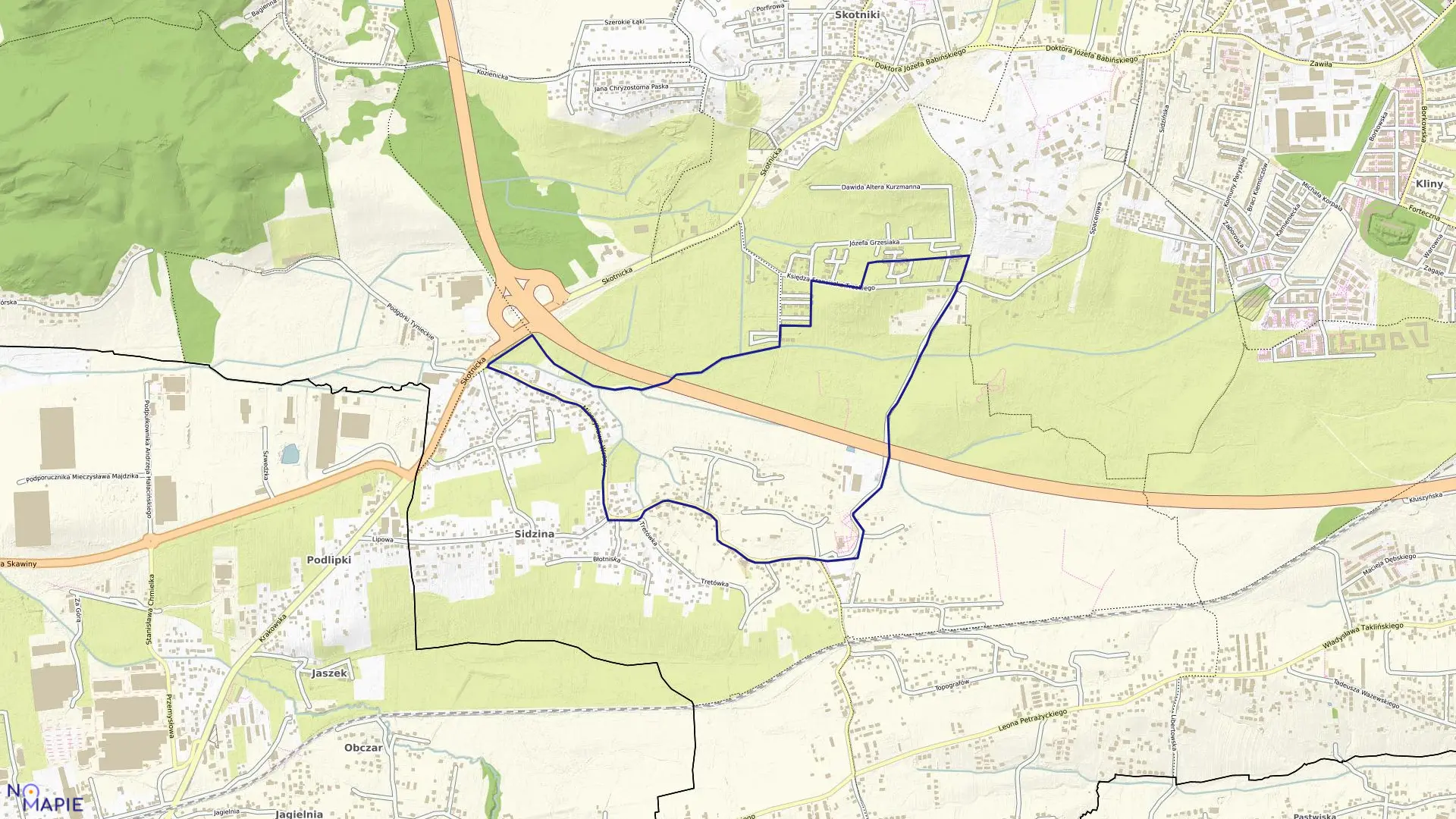 Mapa obrębu P-82 w mieście Kraków