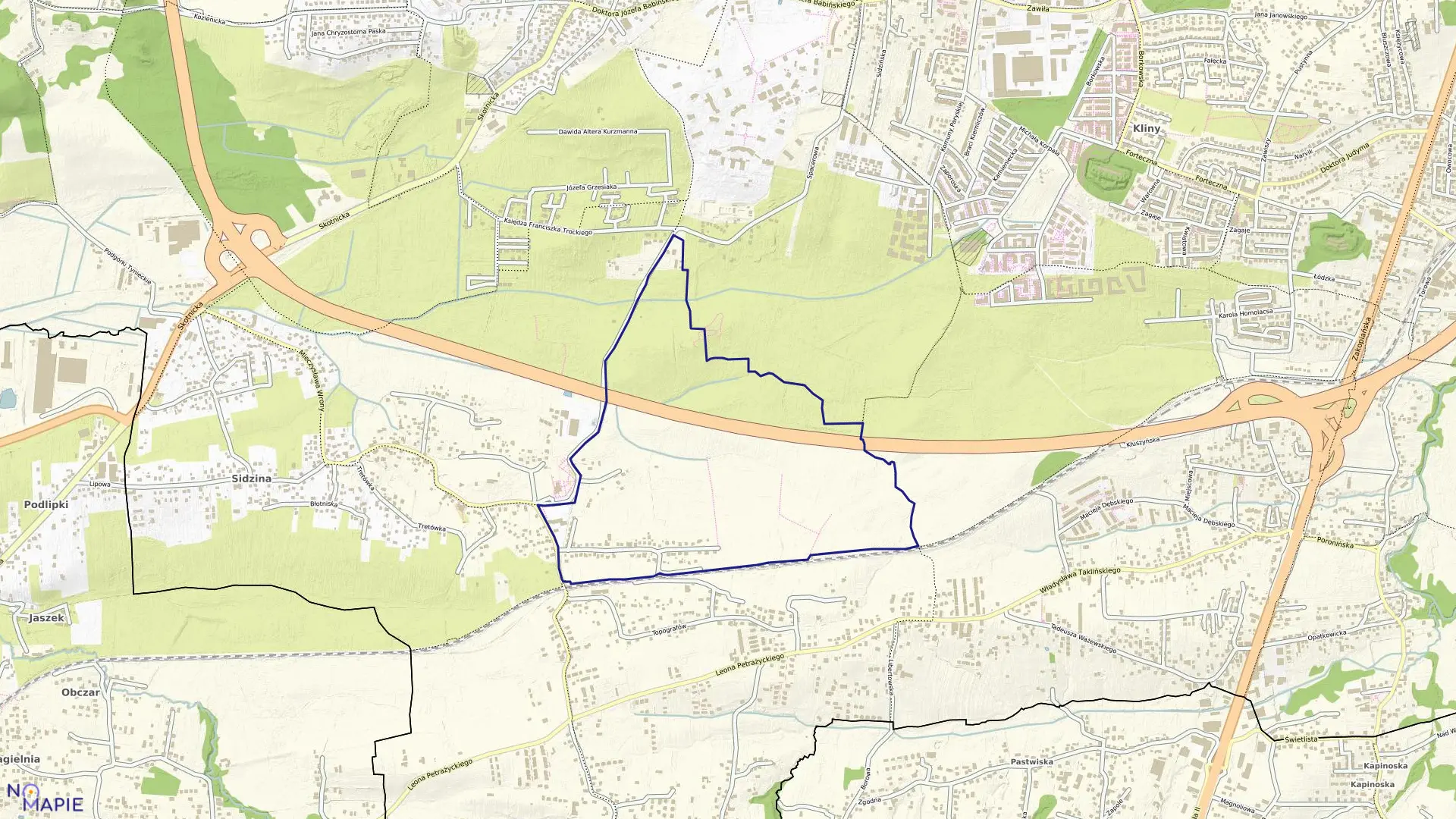 Mapa obrębu P-83 w mieście Kraków