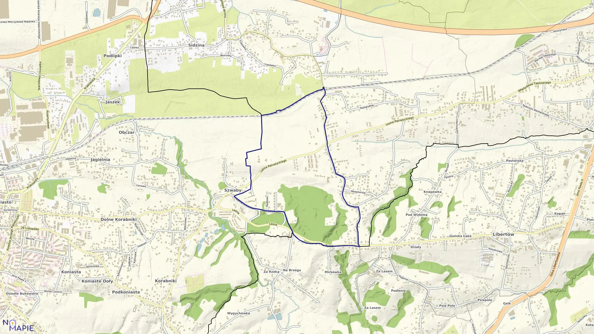 Mapa obrębu P-84 w mieście Kraków