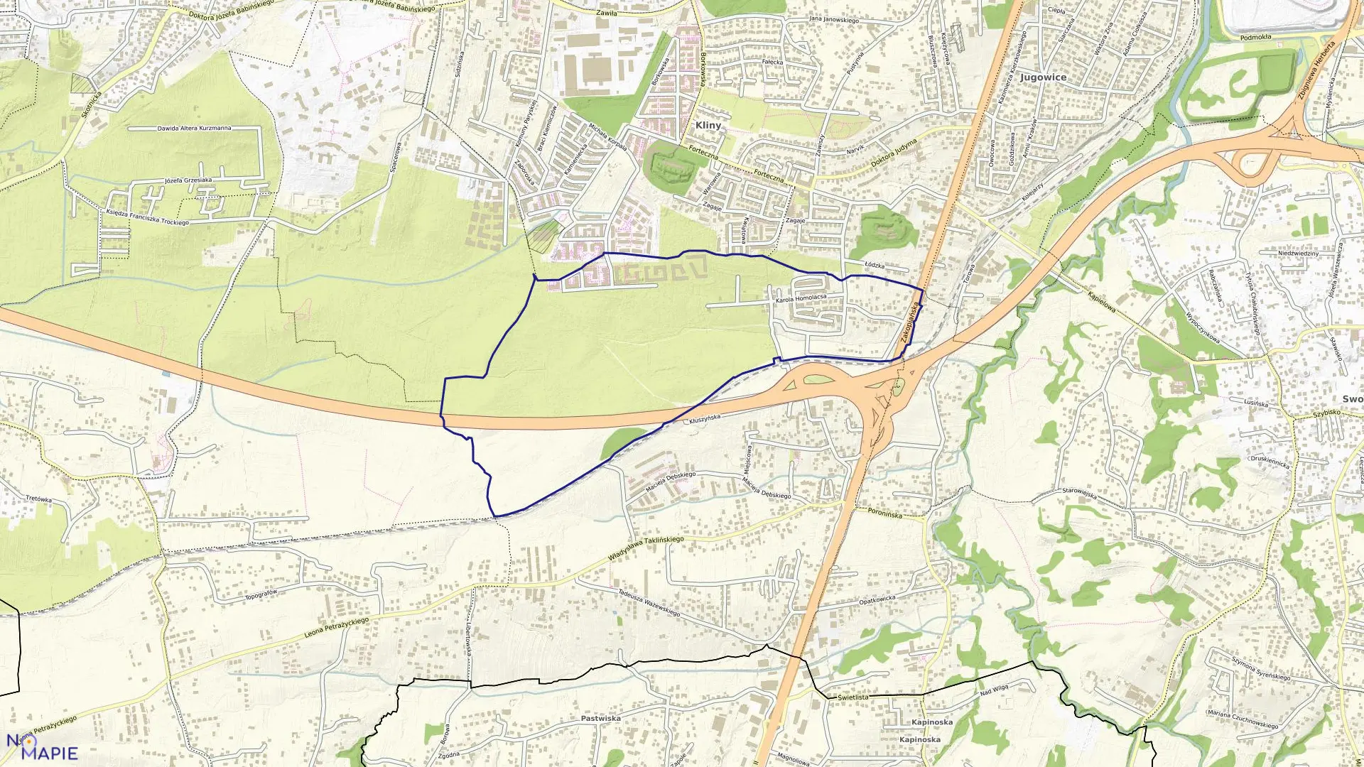 Mapa obrębu P-86 w mieście Kraków