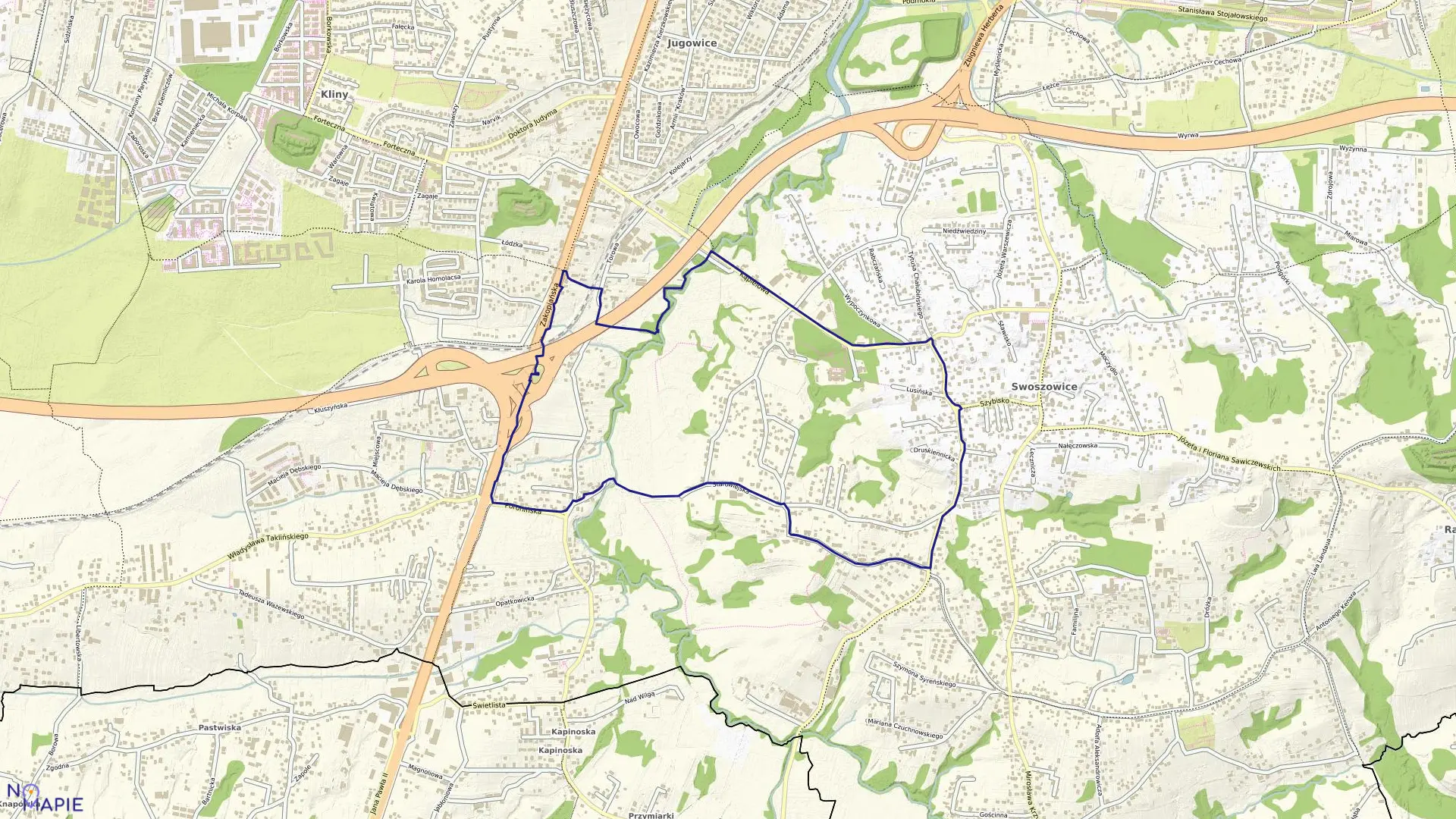 Mapa obrębu P-88 w mieście Kraków