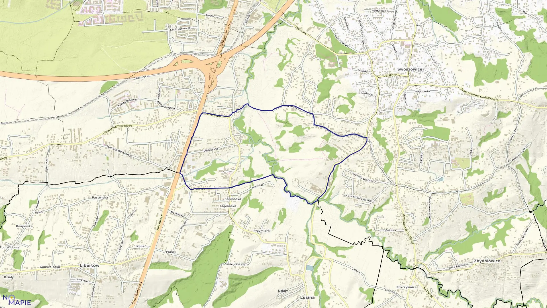 Mapa obrębu P-89 w mieście Kraków