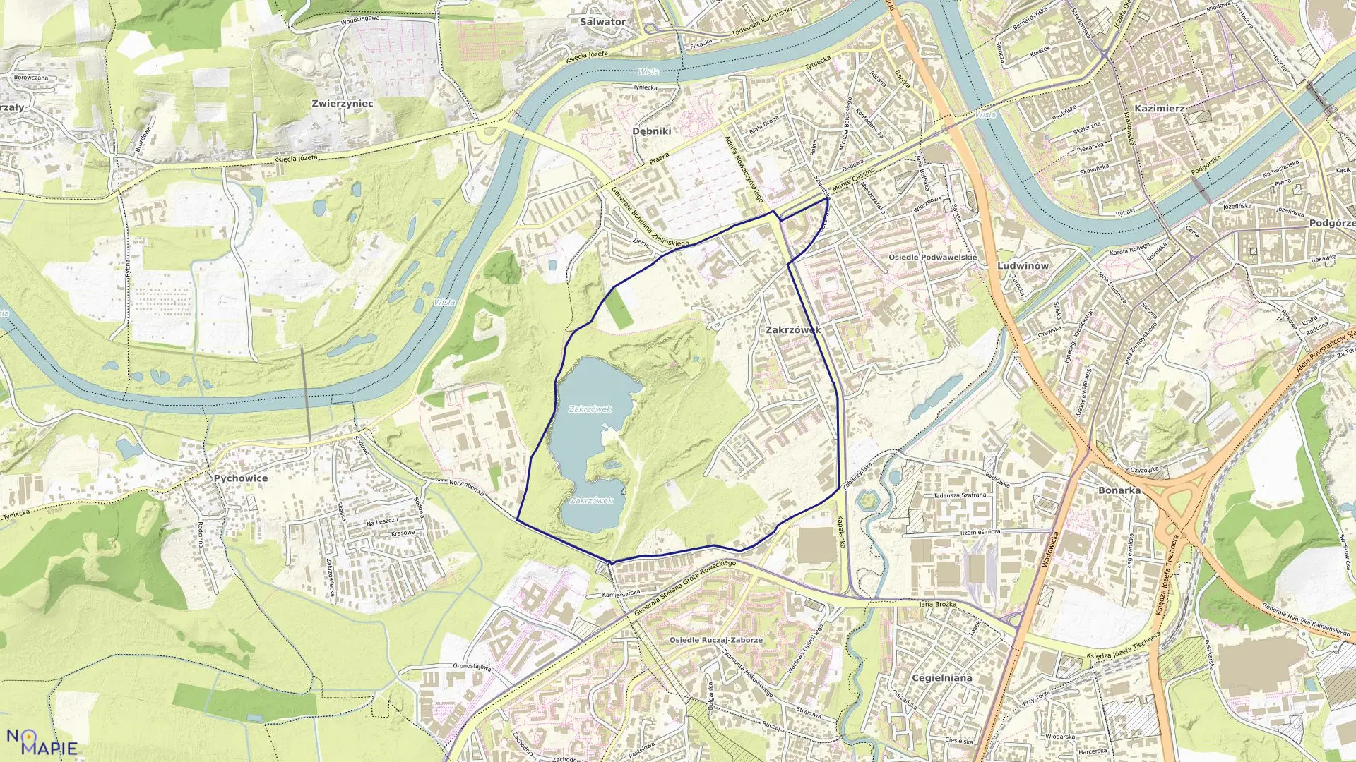 Mapa obrębu P-9 w mieście Kraków