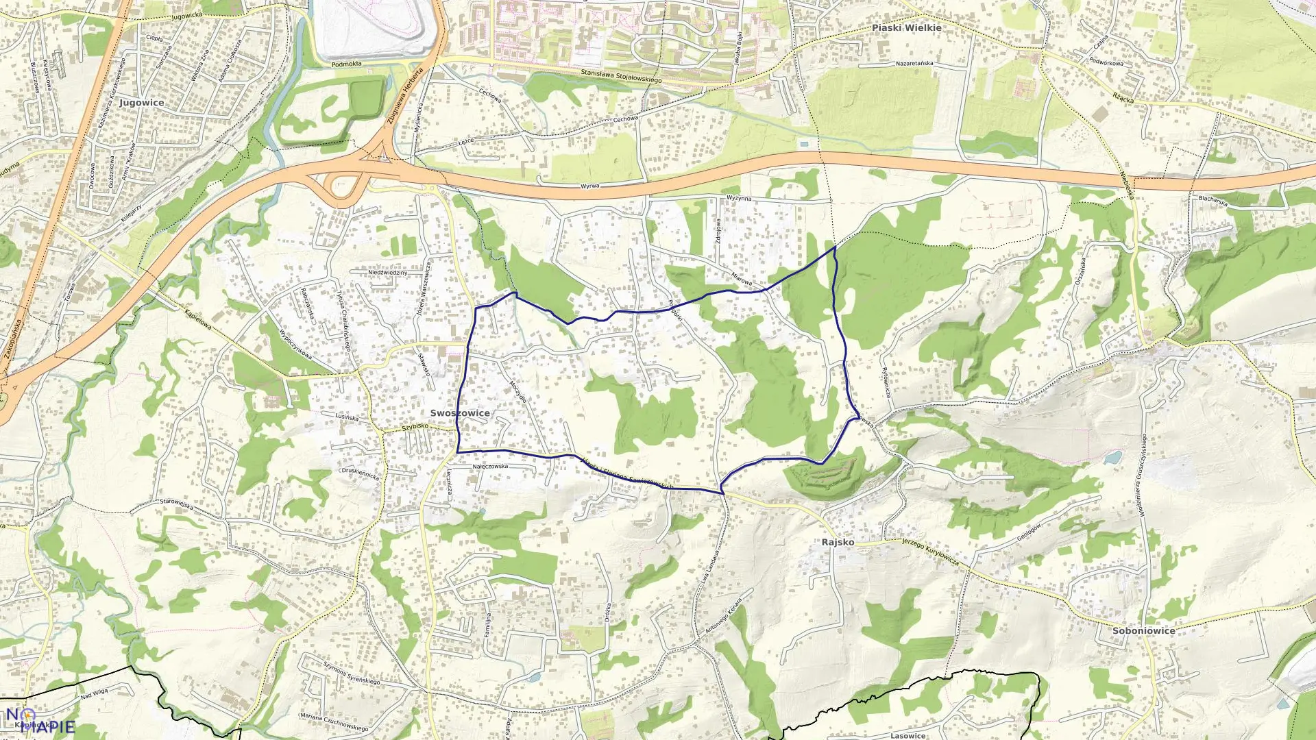 Mapa obrębu P-91 w mieście Kraków