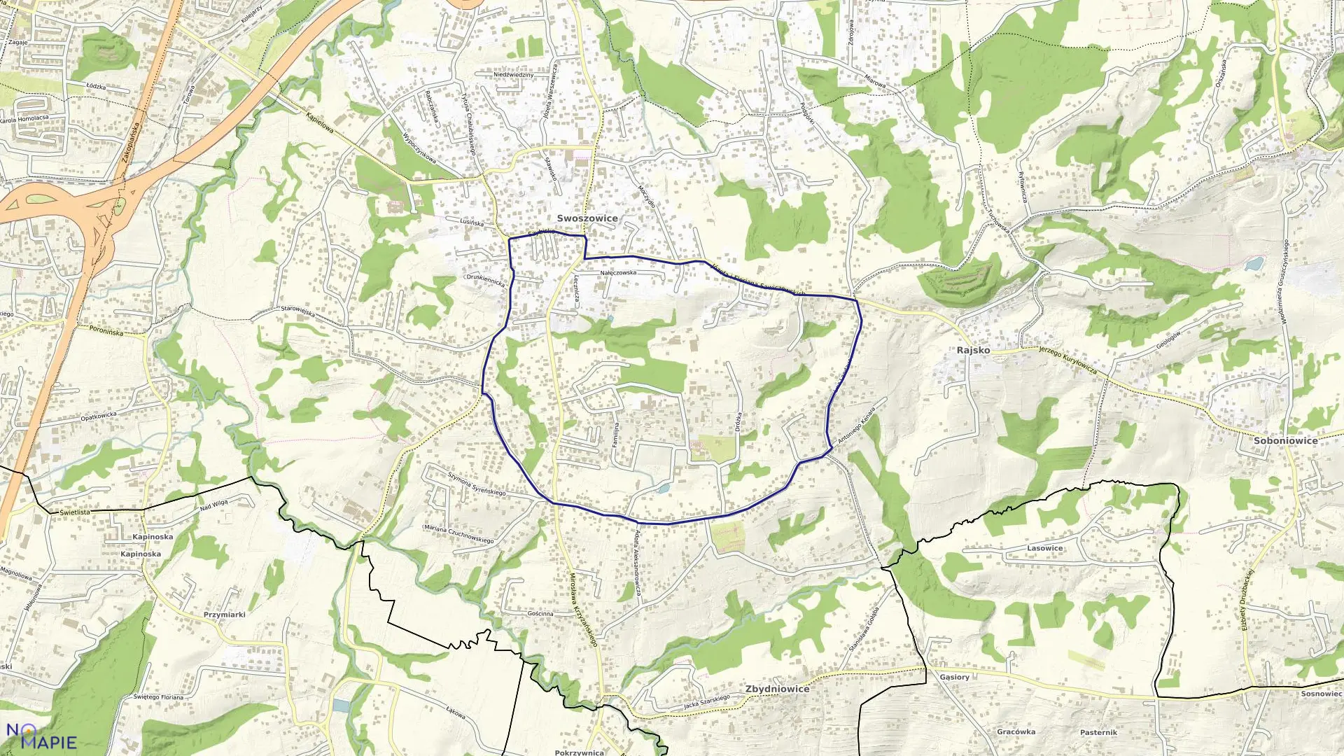 Mapa obrębu P-92 w mieście Kraków