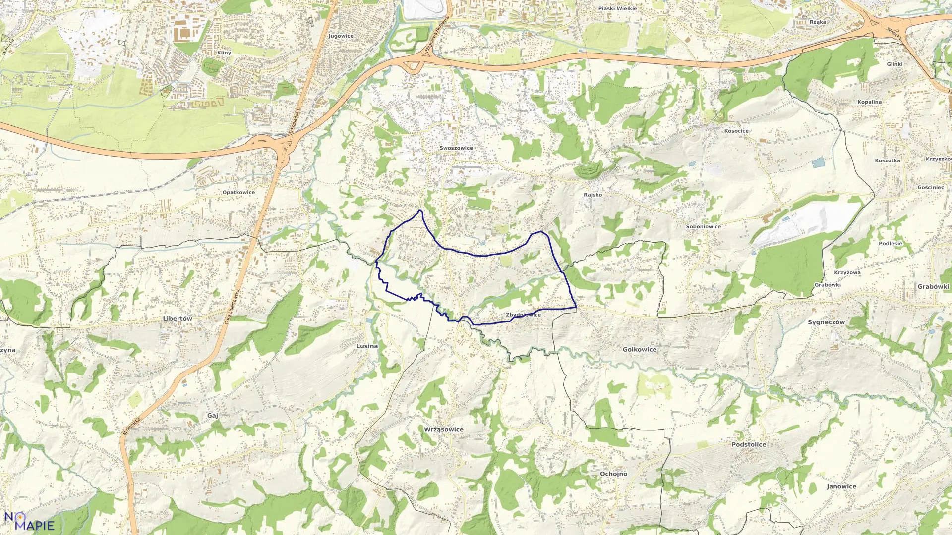 Mapa obrębu P-93 w mieście Kraków