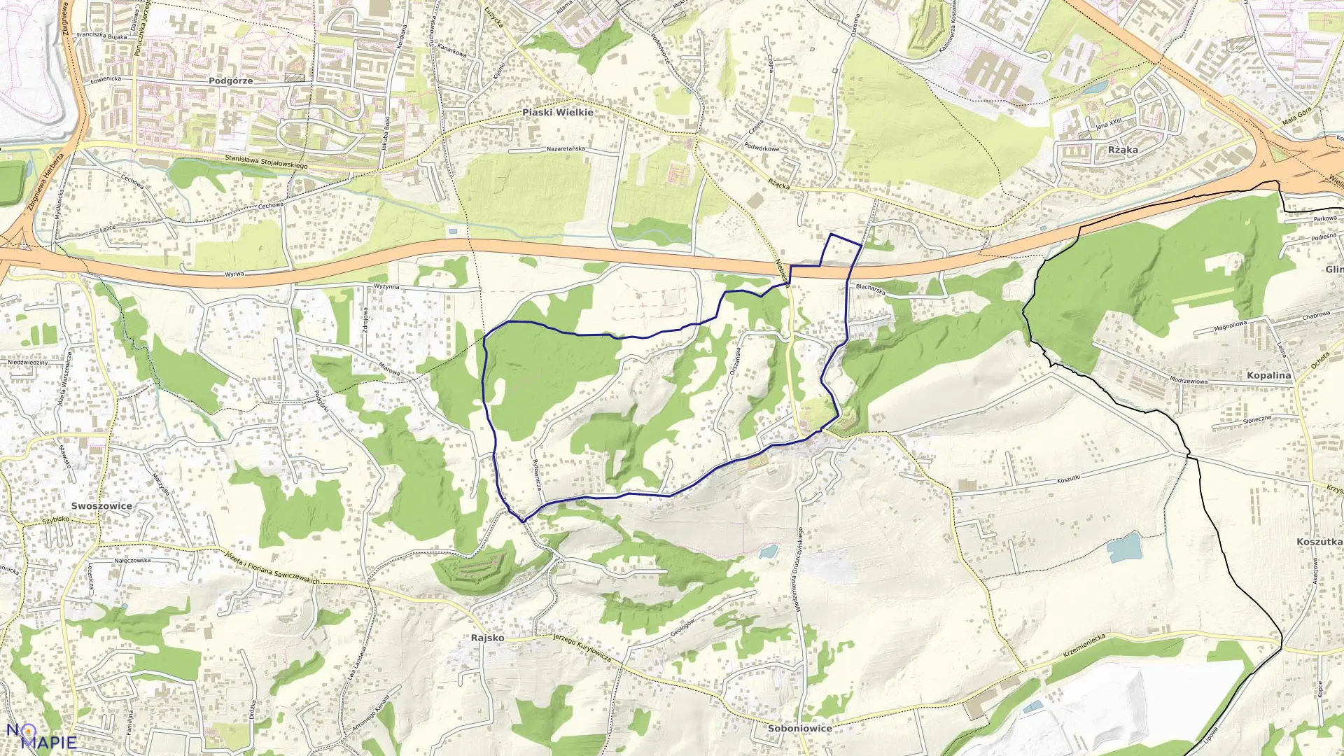 Mapa obrębu P-95 w mieście Kraków