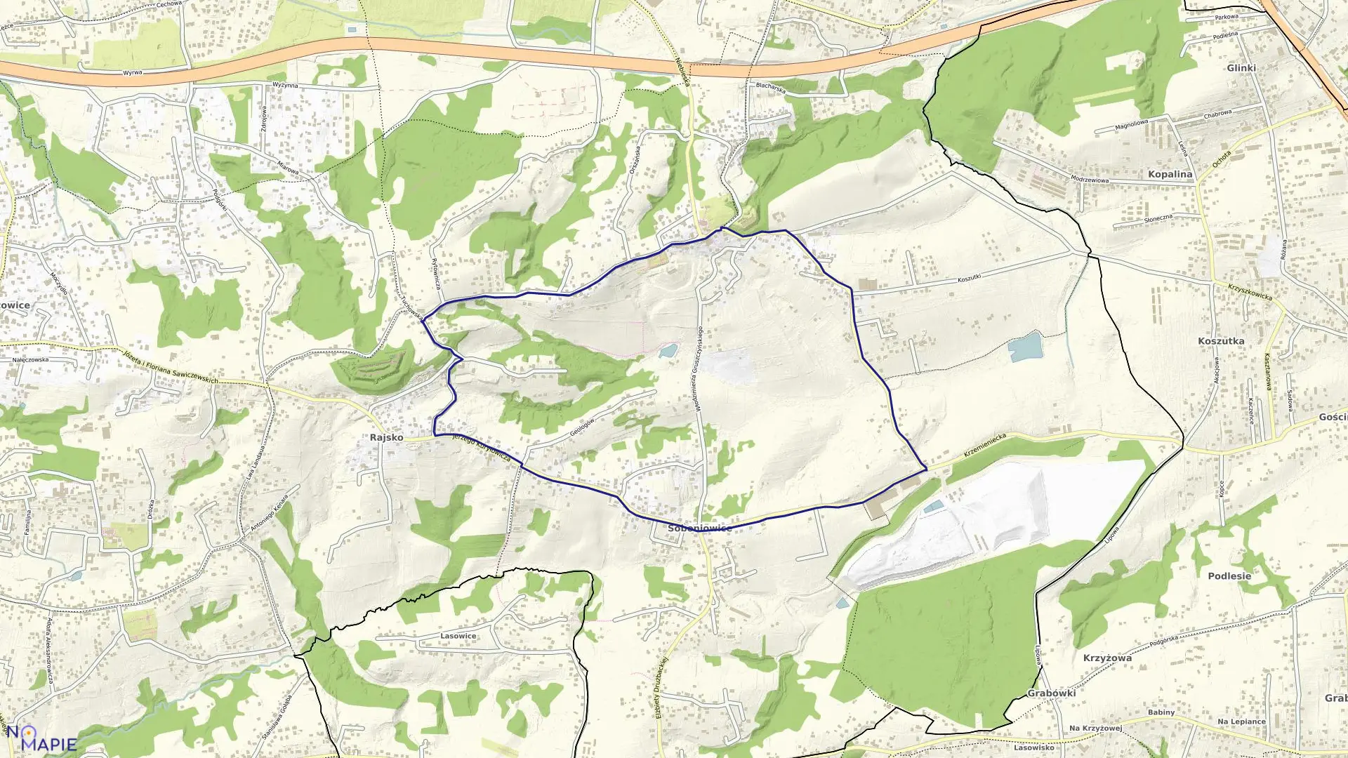 Mapa obrębu P-96 w mieście Kraków