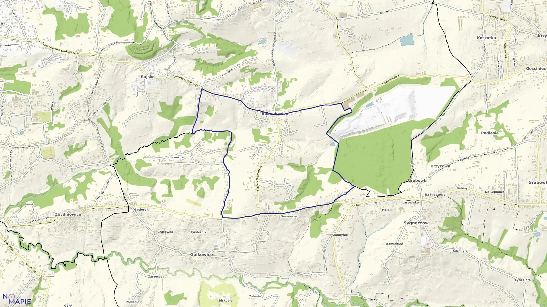 Mapa obrębu P-97 w mieście Kraków