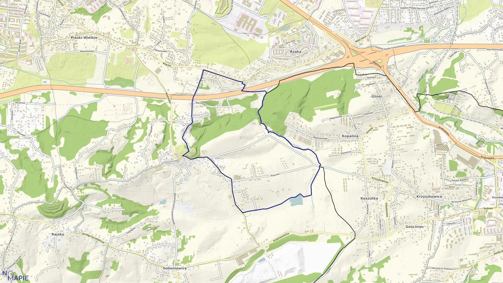 Mapa obrębu P-99 w mieście Kraków