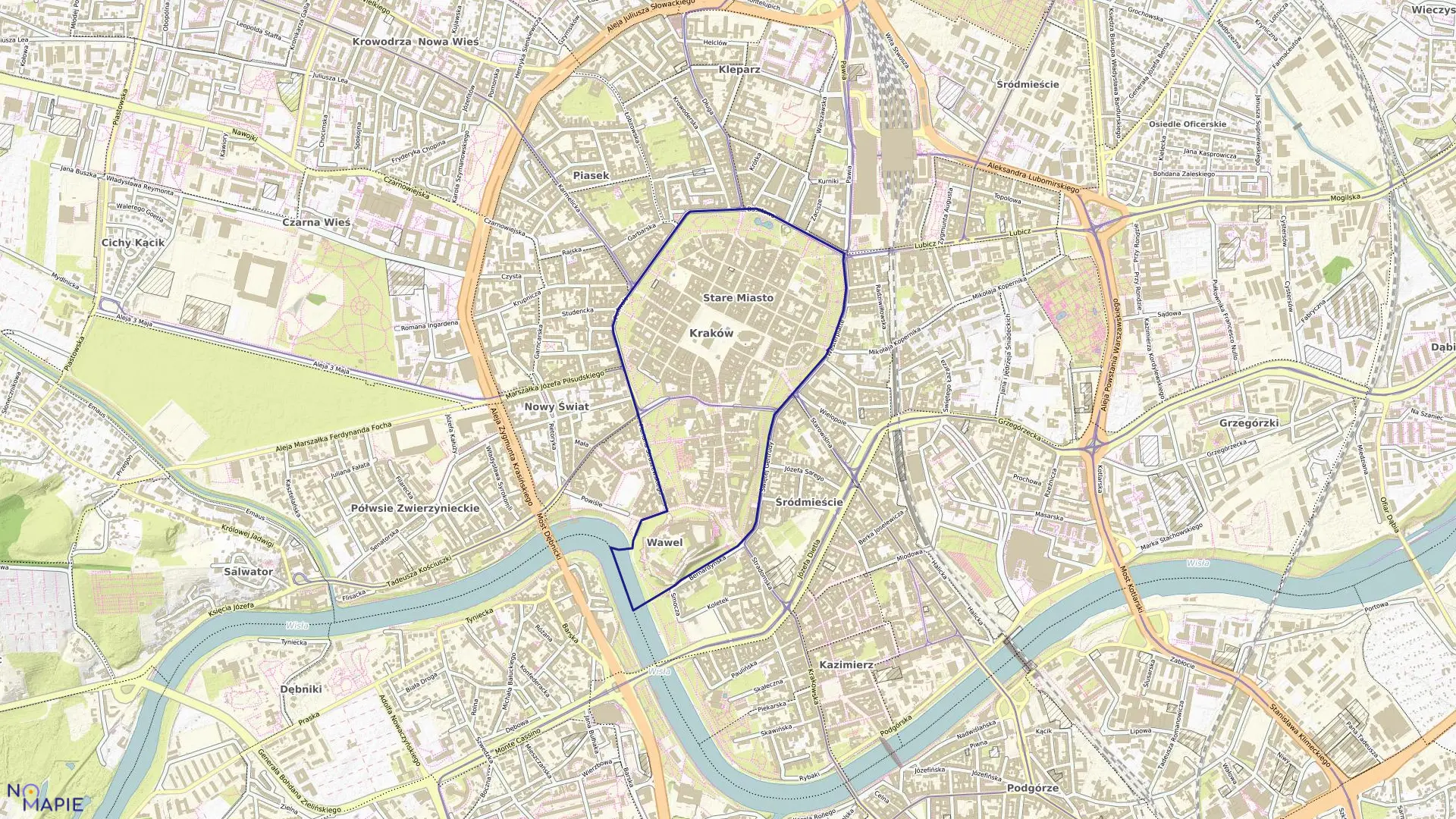 Mapa obrębu S-1 w mieście Kraków