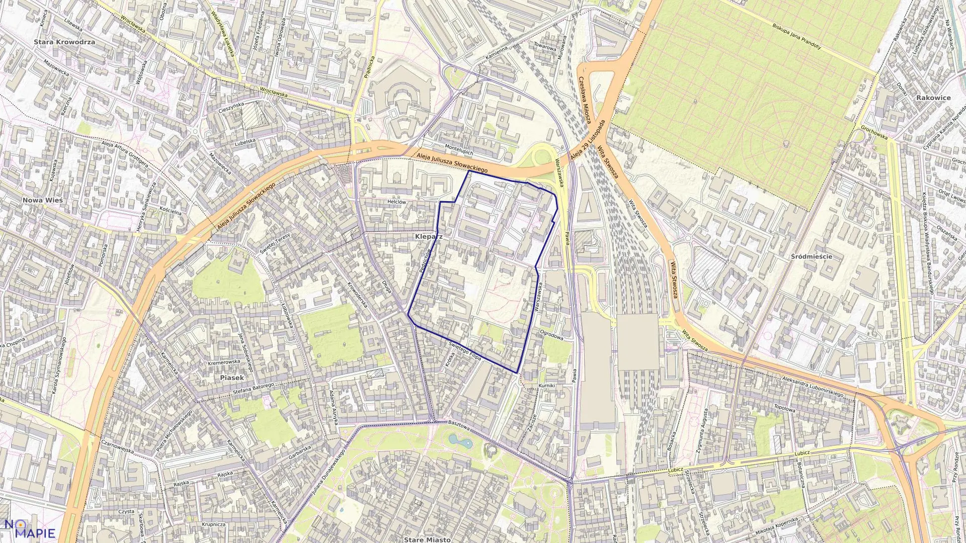 Mapa obrębu S-118 w mieście Kraków