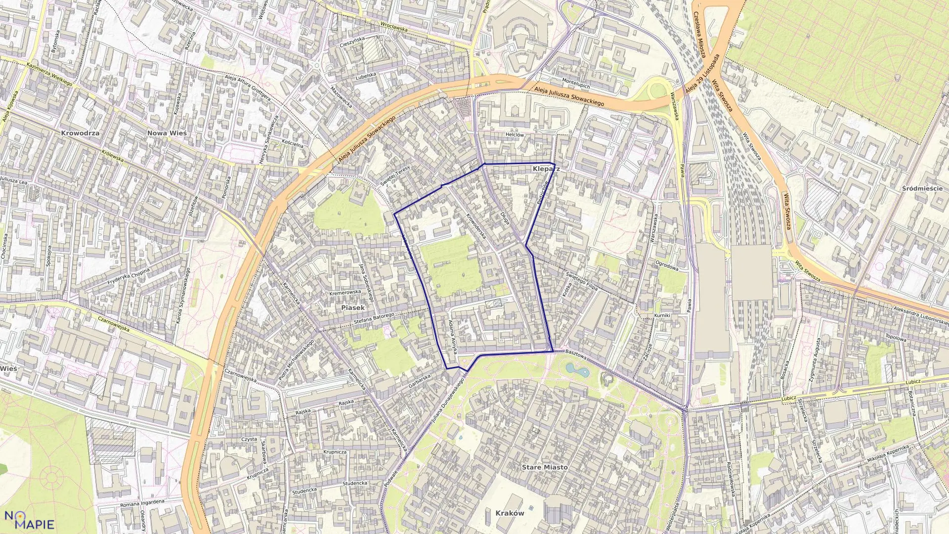 Mapa obrębu S-119 w mieście Kraków