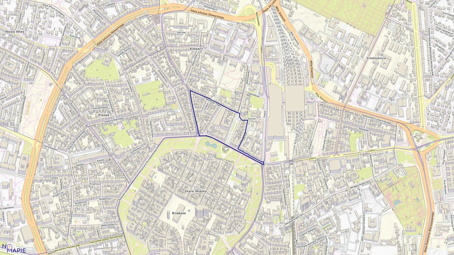 Mapa obrębu S-120 w mieście Kraków