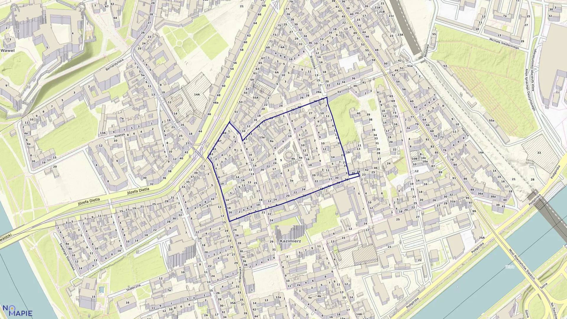 Mapa obrębu S-13 w mieście Kraków