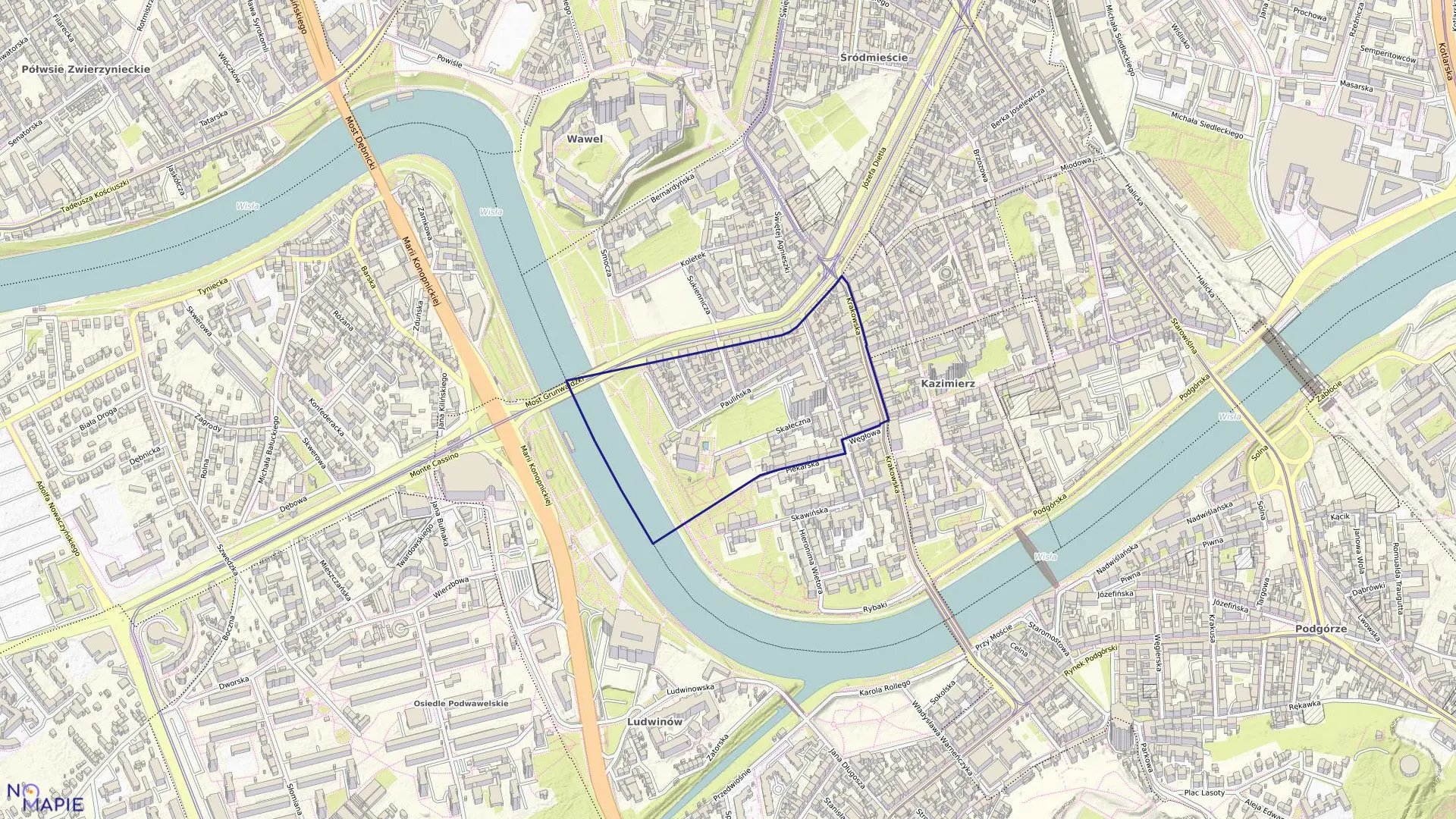 Mapa obrębu S-14 w mieście Kraków