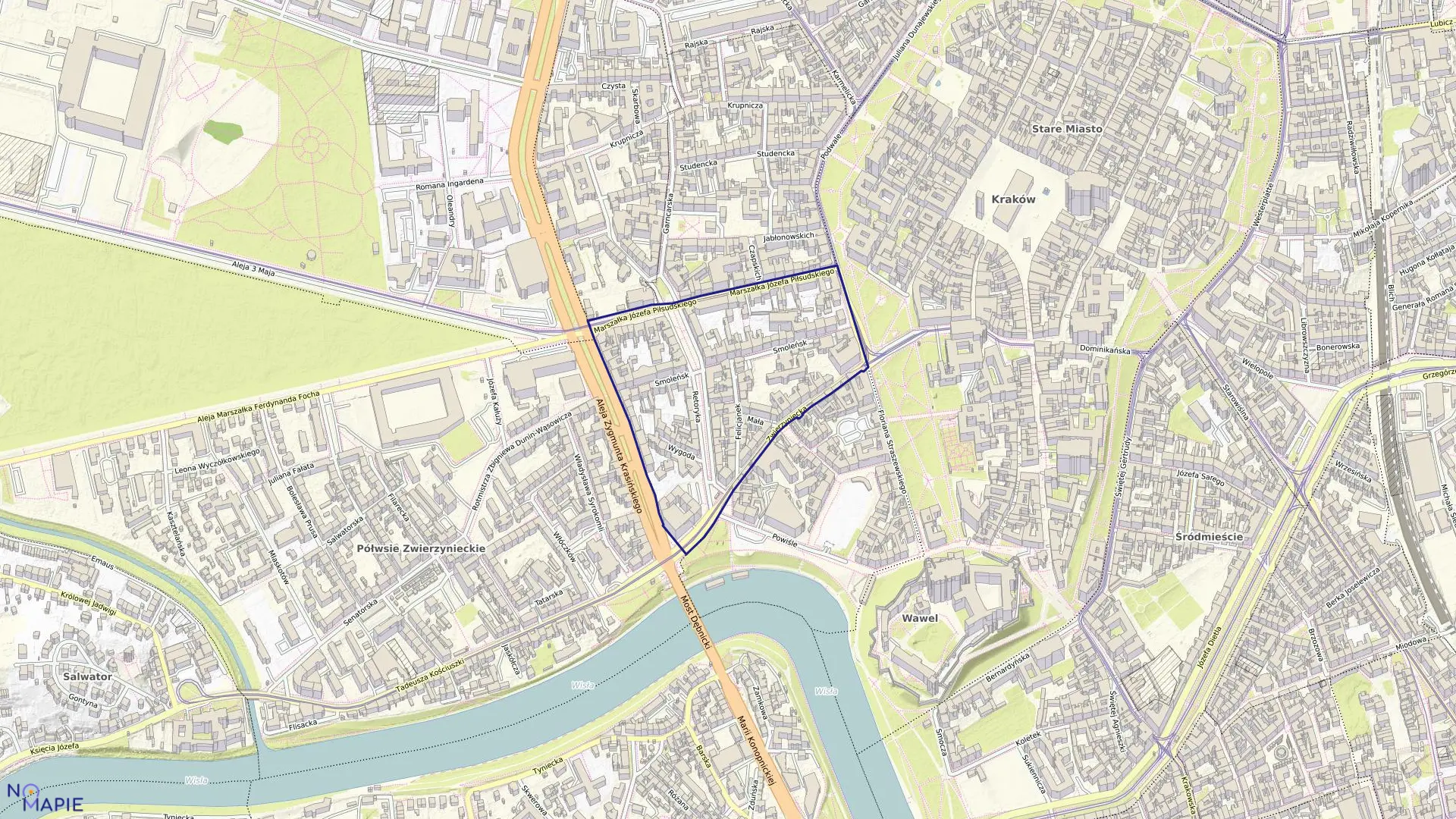 Mapa obrębu S-145 w mieście Kraków