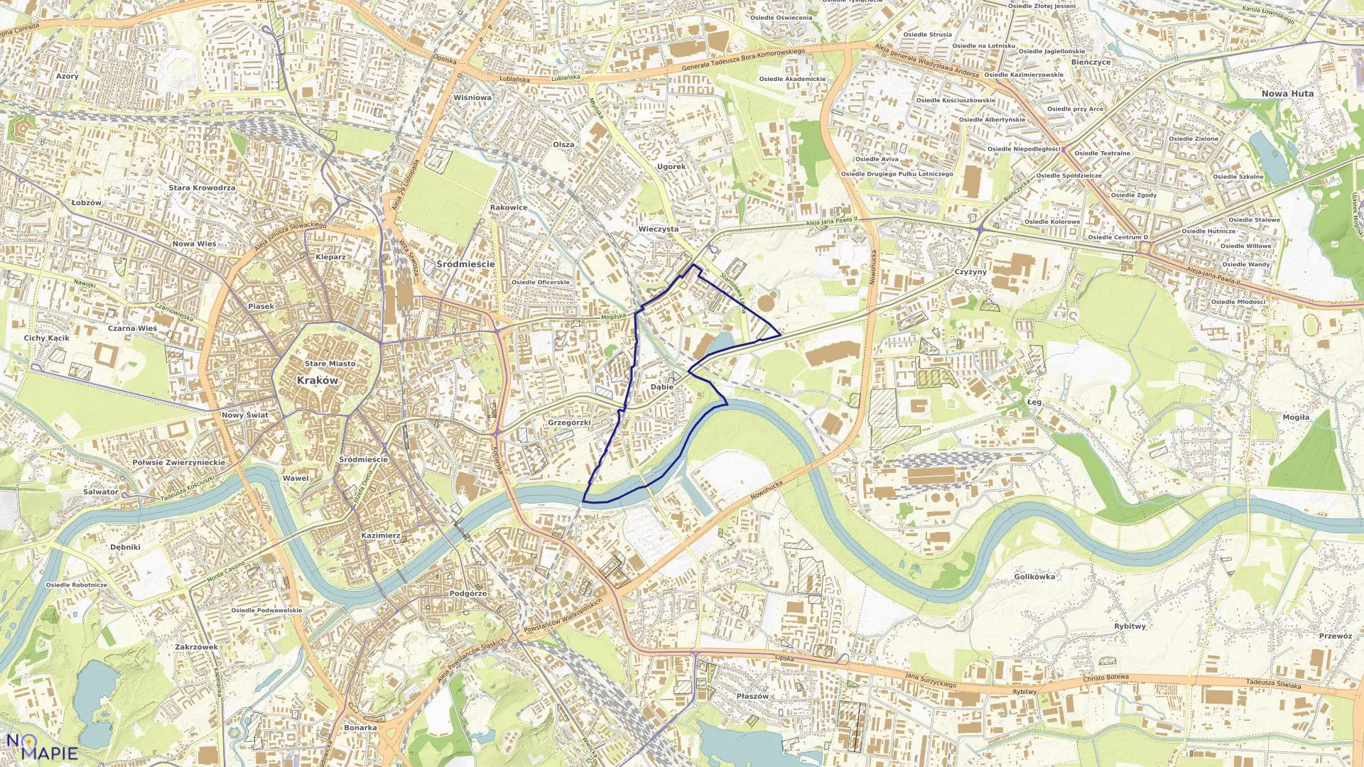 Mapa obrębu S-16 w mieście Kraków