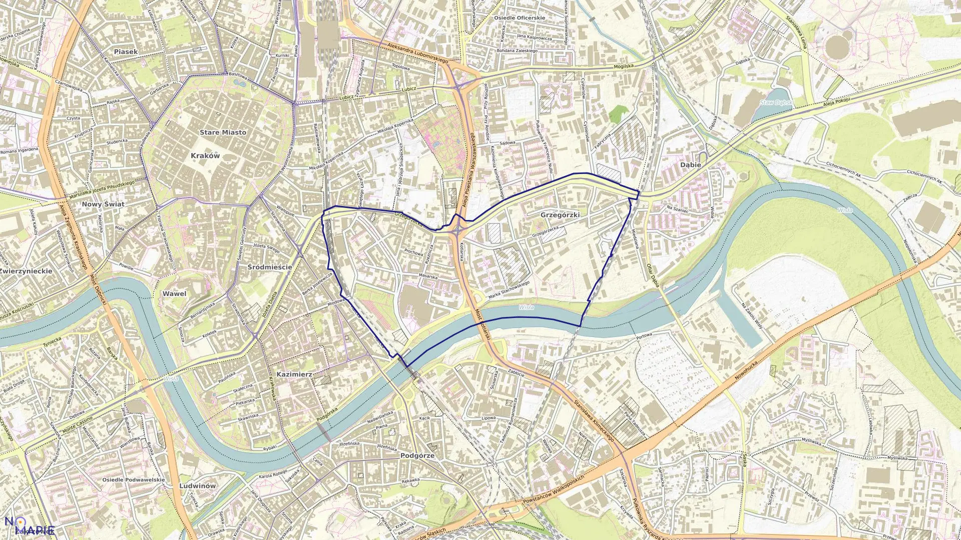 Mapa obrębu S-17 w mieście Kraków