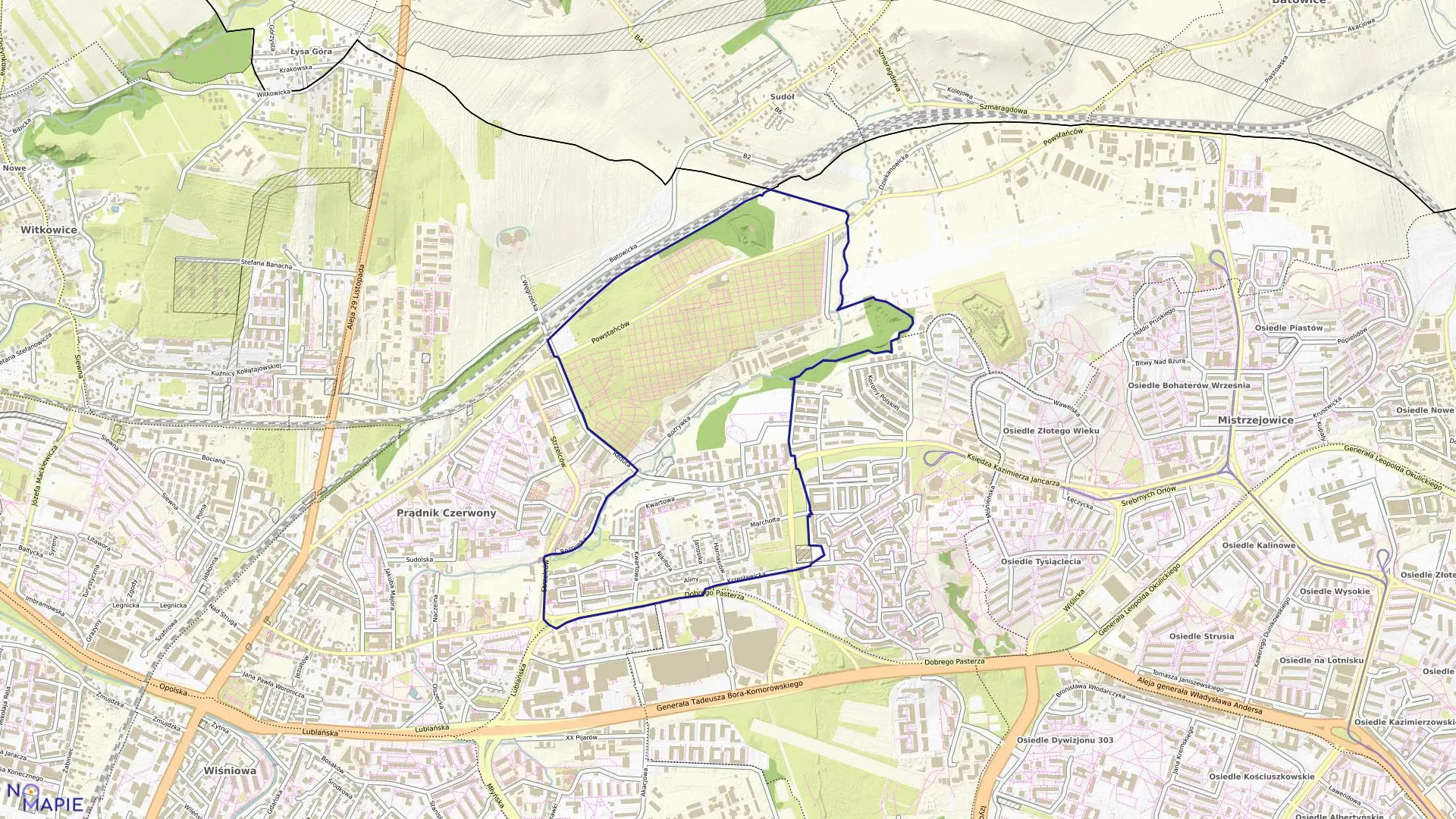 Mapa obrębu S-21 w mieście Kraków