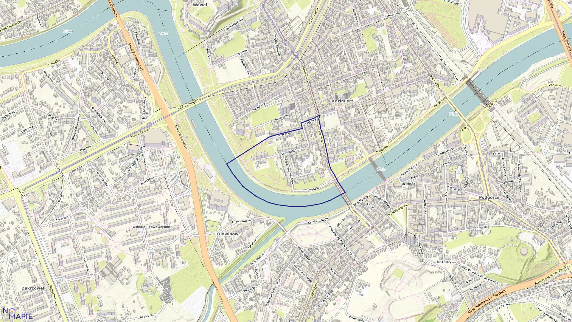 Mapa obrębu S-216 w mieście Kraków