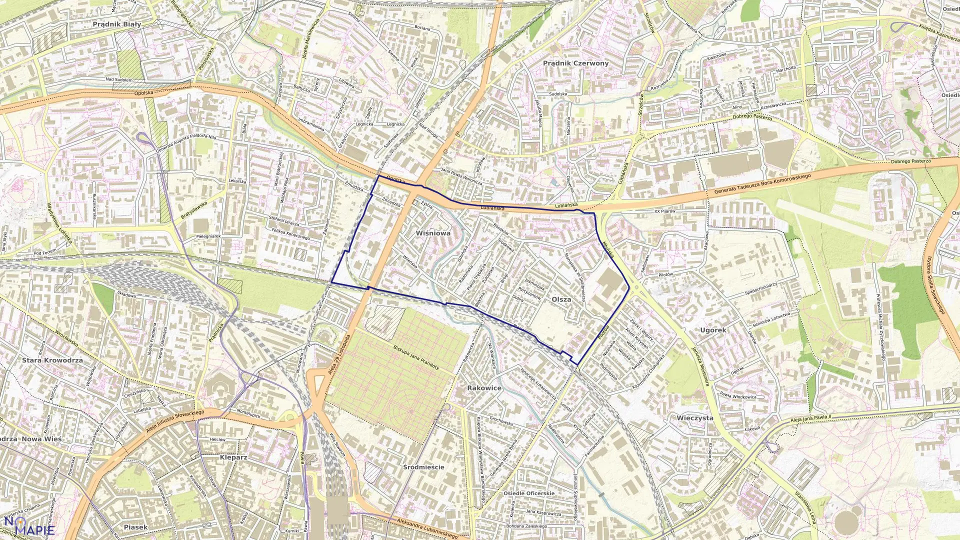 Mapa obrębu S-23 w mieście Kraków