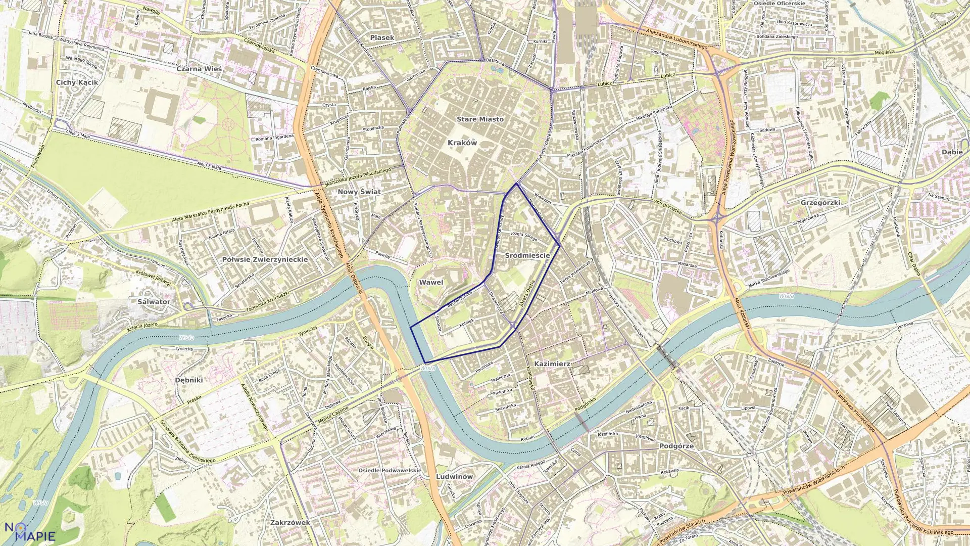 Mapa obrębu S-3 w mieście Kraków